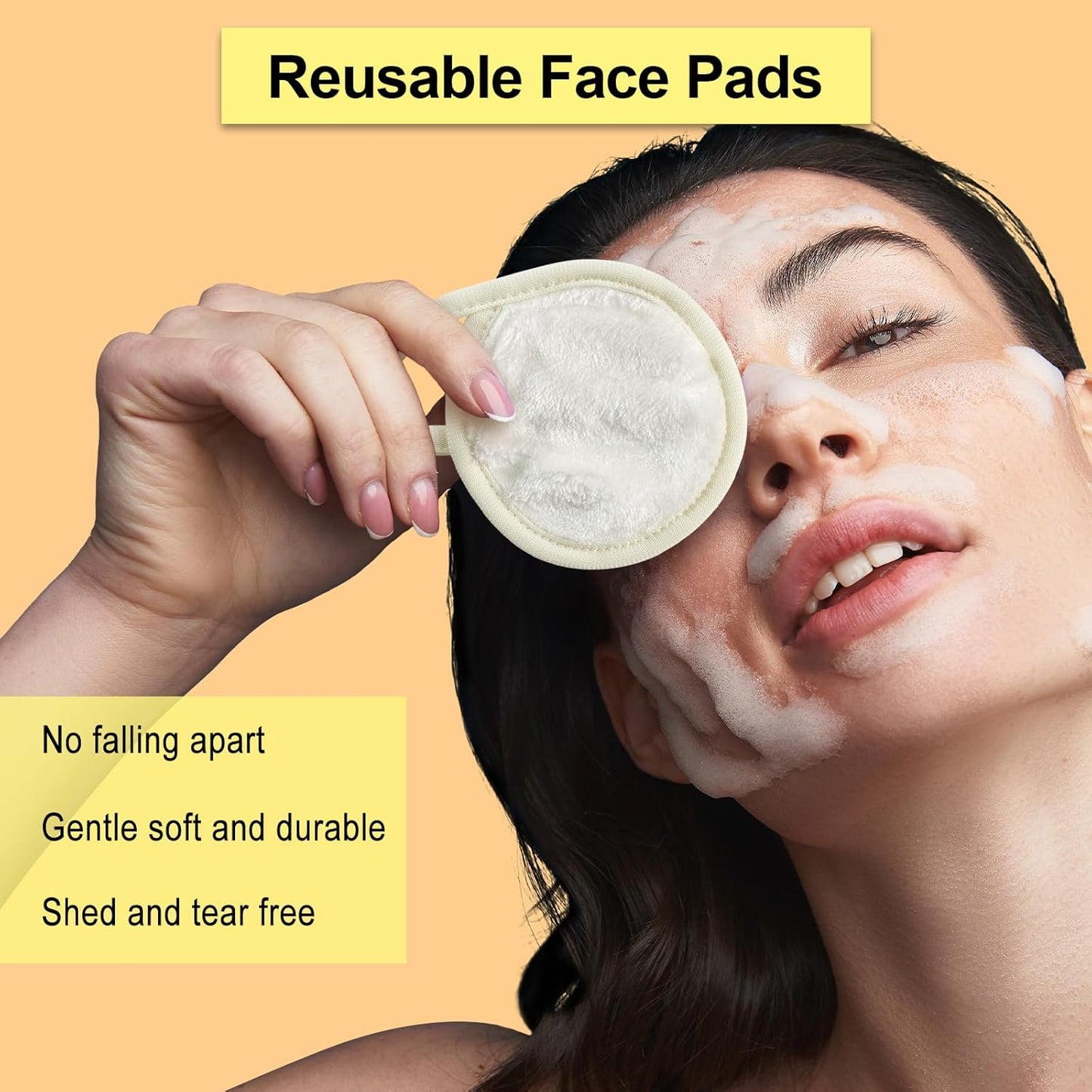 Reusable Makeup Remover Pads - 18 Packs Microfiber Towels with Washable Bag | Soft & Fast Drying (Grey/White)
