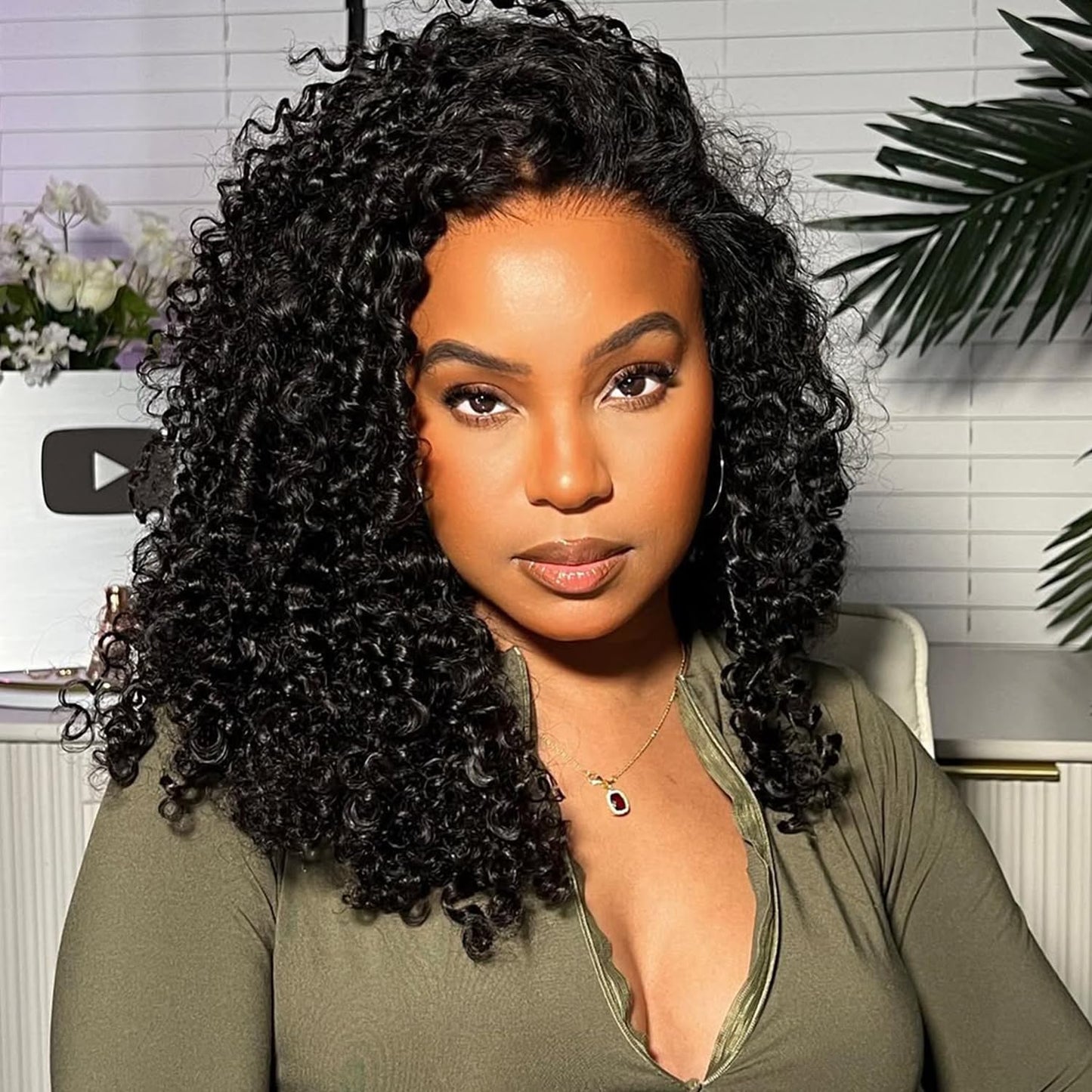 Burmese Curly Half Wig - 220% Density 100% Real Human Hair | Glueless 3-in-1 Headband Wig, 16 Inch