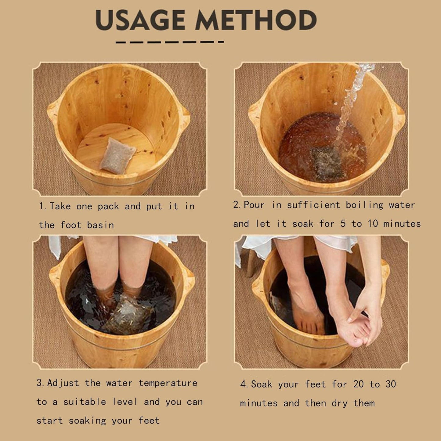 Herbal Foot Soak Bags - Natural Ginger & Mugwort Detox | Soothes Tired Feet | 30 Pack, 32 Ounce