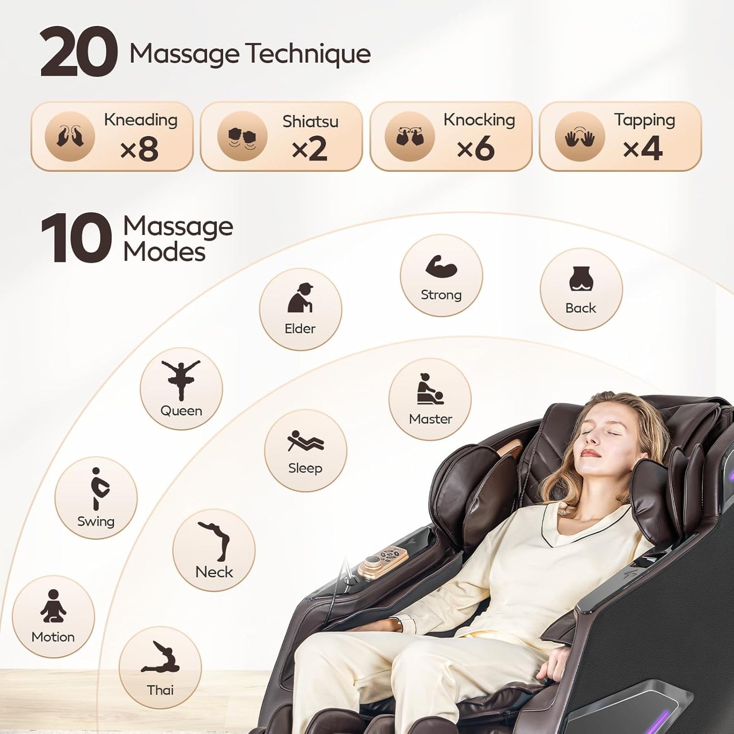 4D Massage Chair - Full Body Shiatsu Recliner with Zero Gravity & Core Heating | 20 Massage Techniques, Deep Yoga Stretch, Foot Rollers