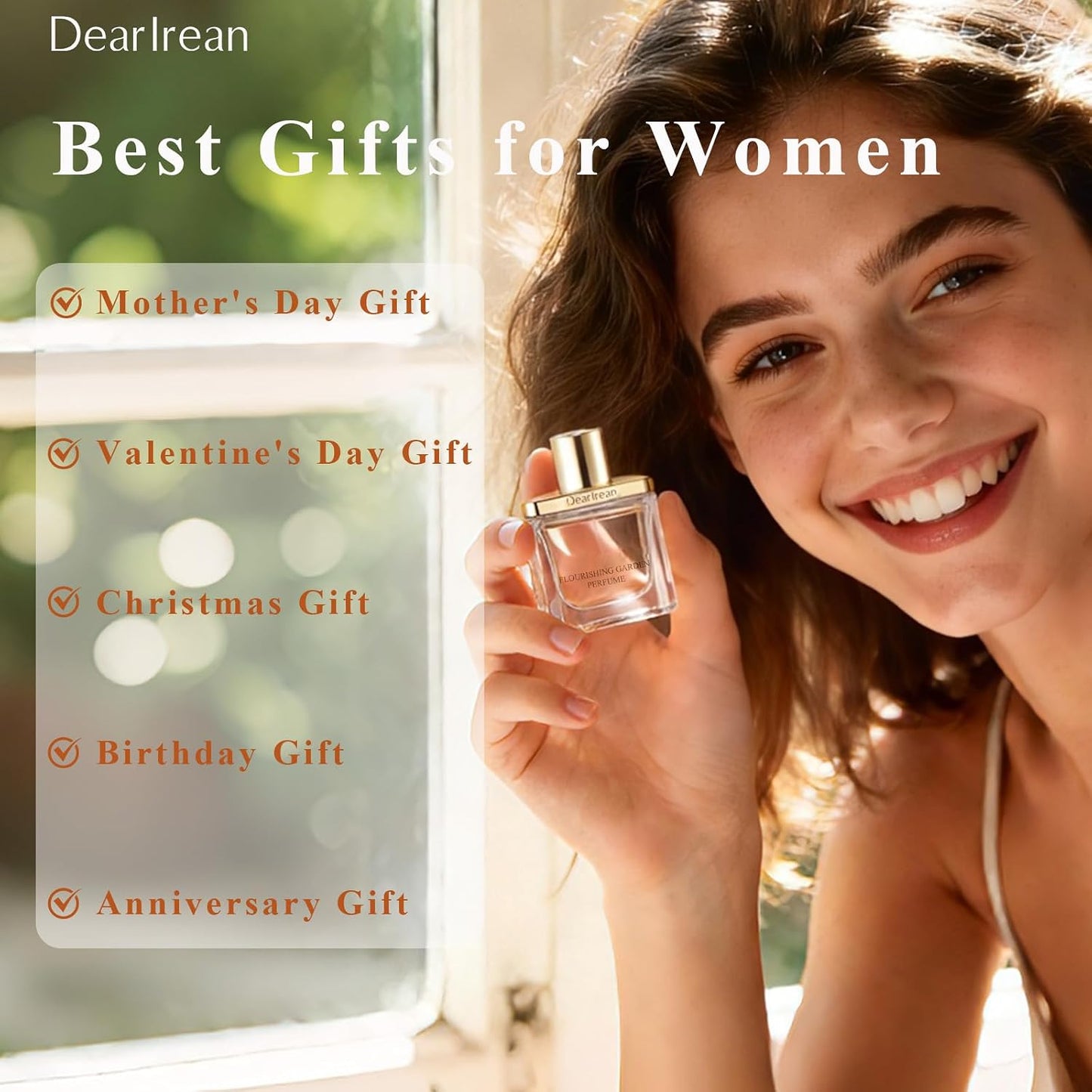 Dear Irean | Long Lasting Floral Romance Perfume for Women - Rose & Jasmine, Mini Travel Size 0.34 Oz