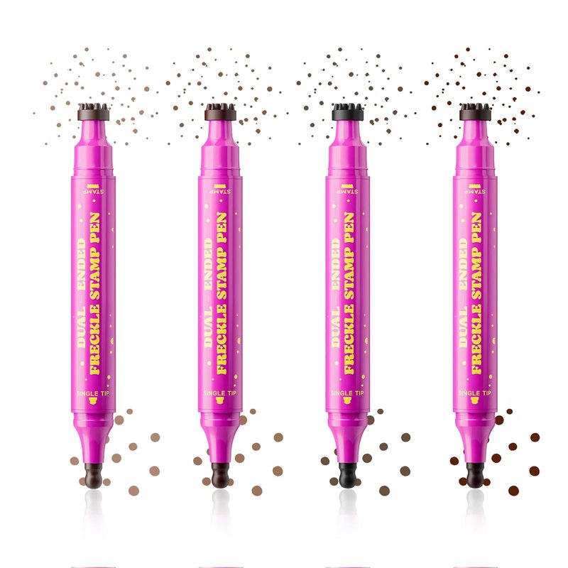 Dual-Ended Freckle Stamp Pen - Lifelike Fake Freckles with Silicone Stamp & Ultra-Fine Tip | Waterproof Dark Brown Marker for Sunkissed Looks