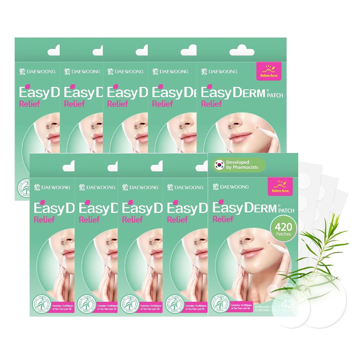 Invisible Acne Patch - 10,000 ppm Tea Tree Oil, Ultra-Slim 0.1mm | 4 Packs (168 Patches) for Clear Skin Care