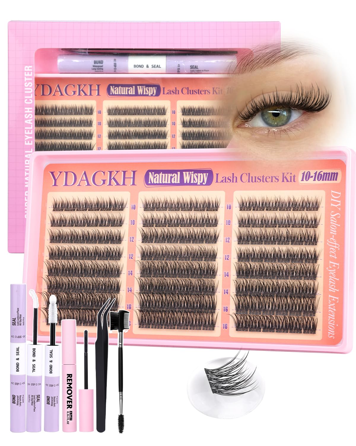 Natural Eyelash Clusters - Short Spiky Wispy Extensions 8-14mm | Ultra-Thin Band C Curl DIY Lashes
