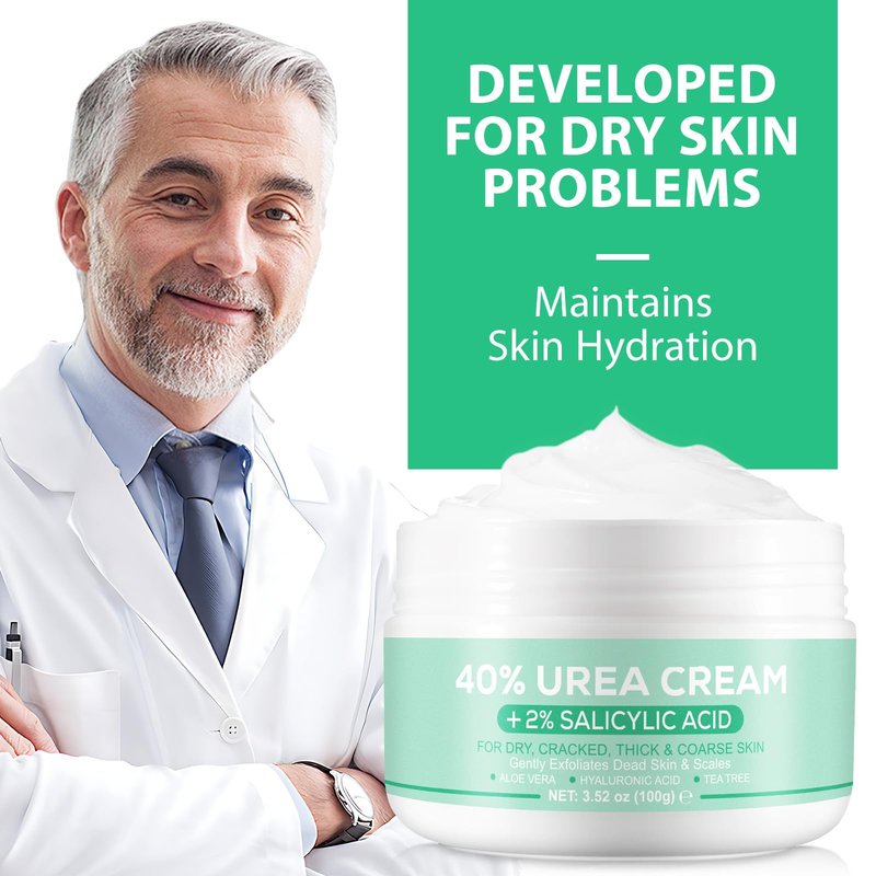 Urea Cream 40 Percent For Feet Maximum Strength,40% Urea Cream Plus 2% Salicylic Acid with Hyaluronic Acid,Tea Tree,and Aloe Vera for Foot and Hand - Deep Moisturizes,Callus Remover 3.53 oz