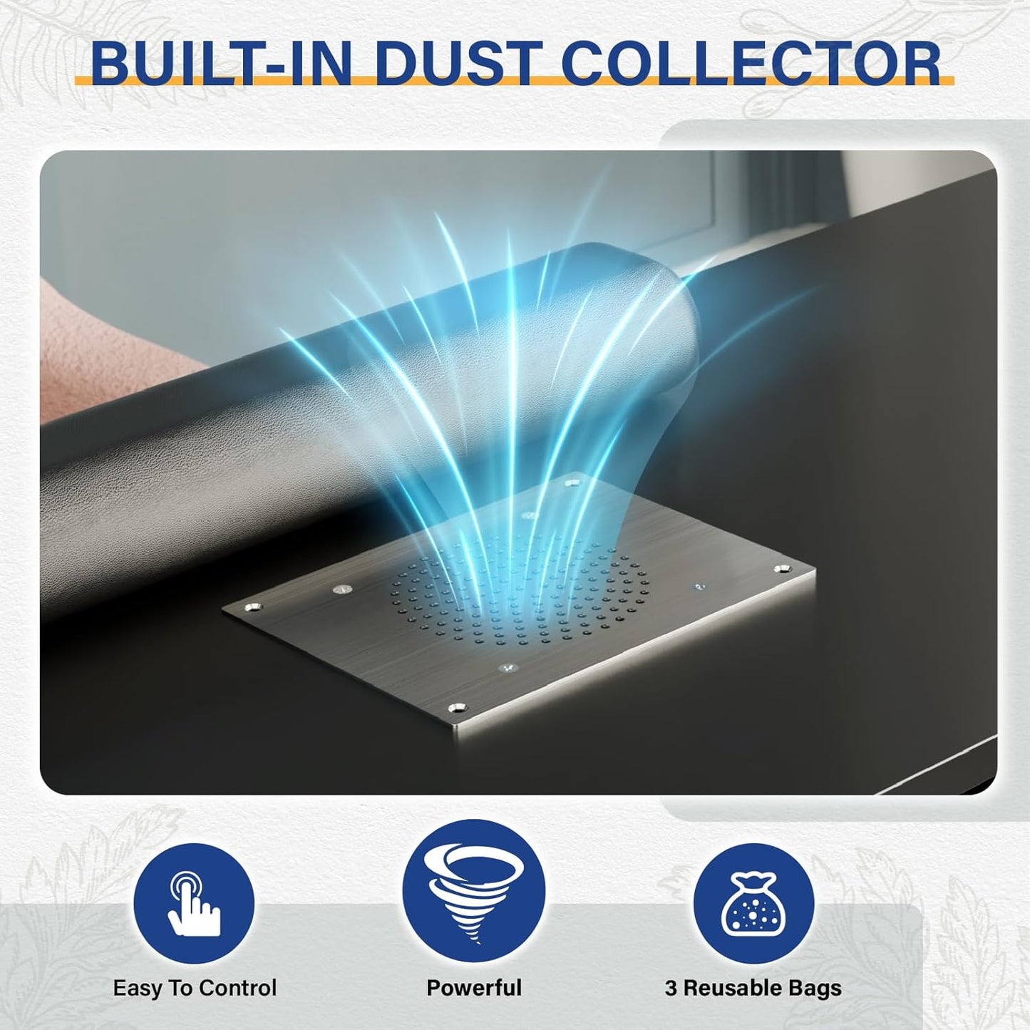 OmySalon Black & Gold Nail Desk - Electric Dust Collector, Storage Drawers & Wrist Cushion | Acetone Resistant Manicure Table