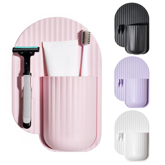Silicone Toothbrush and Razor Holder, Reusable Shower Caddy with Suction Cup, Suitable for Wall or Mirror Use, Bathroom Storage for Toiletries, Toothbrushes and Razors Pink-A
