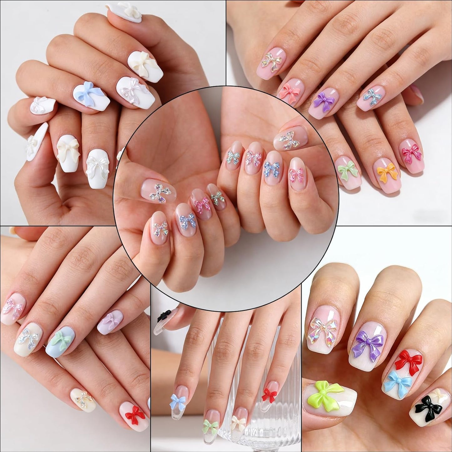 3D Nail Art Accessories Kit - 24 Colors Resin Rhinestones, Flowers & Bowknots | 12-Grid Storage for DIY Manicure