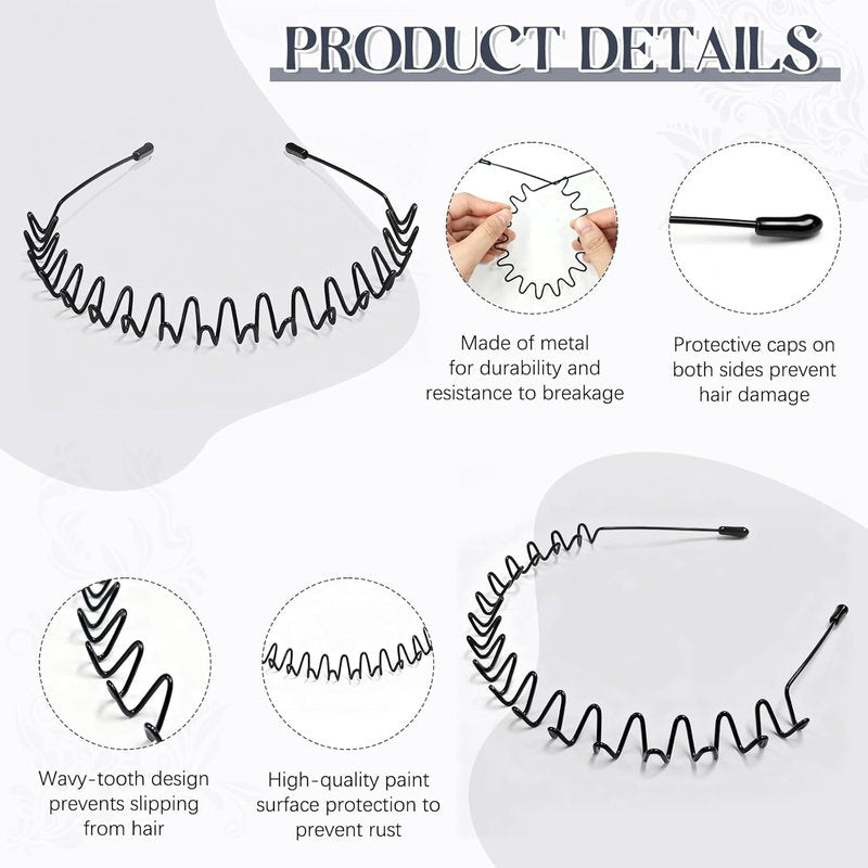 Metal Hair Band - Fashion Wavy Spring Headband for Men & Women | Elastic Non-Slip Design for Daily Use & Outdoor Sports