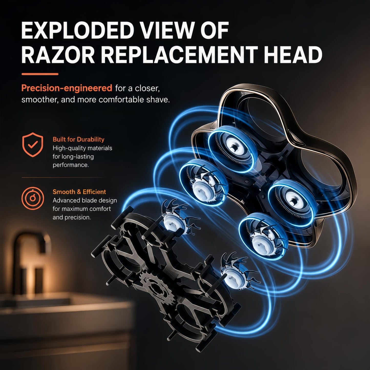 2 Pack Shaver Pro 4 Replacement Heads Compatible with Skulls Pitbulls Series,Gold PRO/Silver PRO/Platinum PRO/Butterfly Kiss PRO Head Shavers,Electric Shaver & Head Shaver Replacement Blade