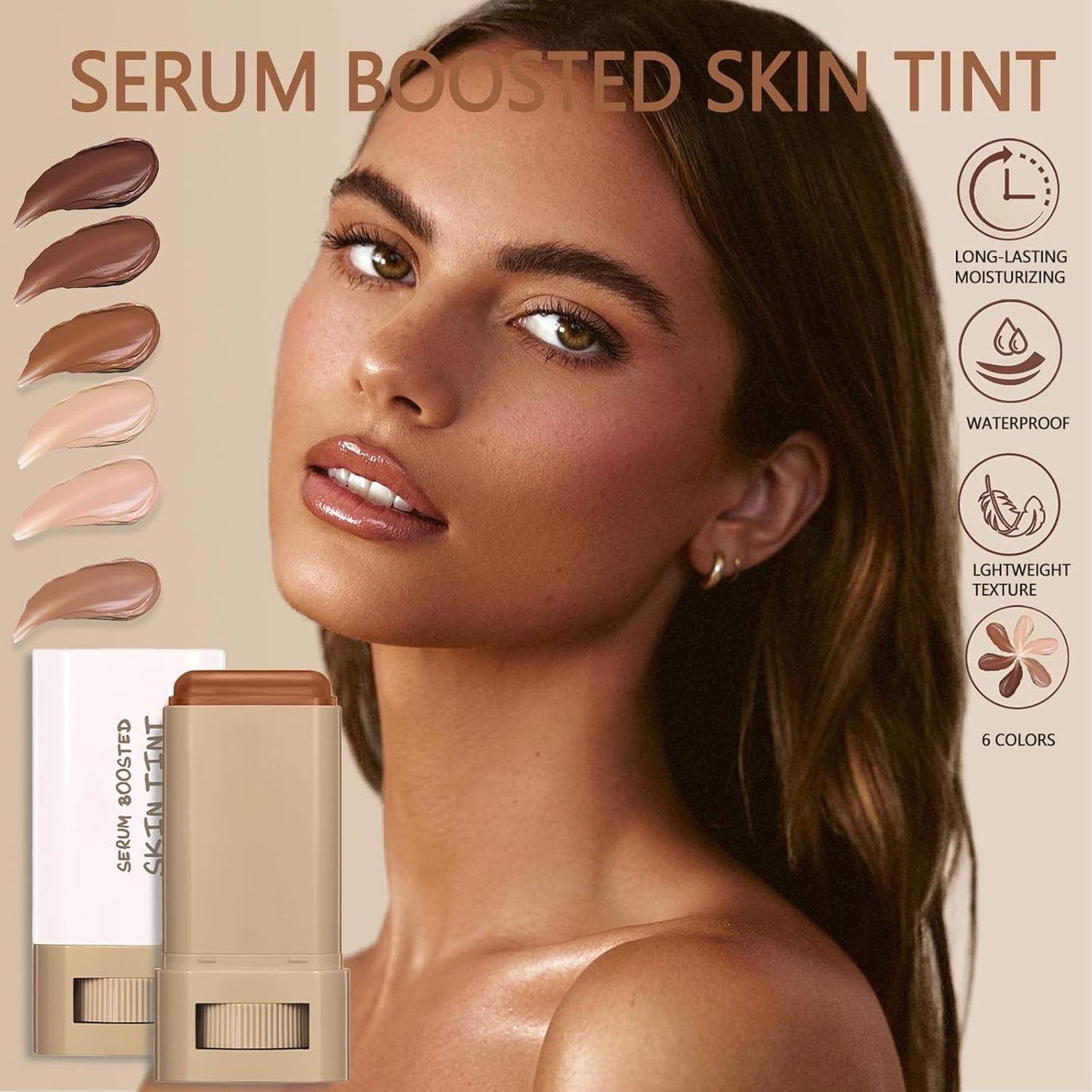 Foundation Stick - Serum-Infused Beauty Balm for Flawless Skin | Longwear Tinted Moisturizer in Natural Finish (#02, #03, #06)