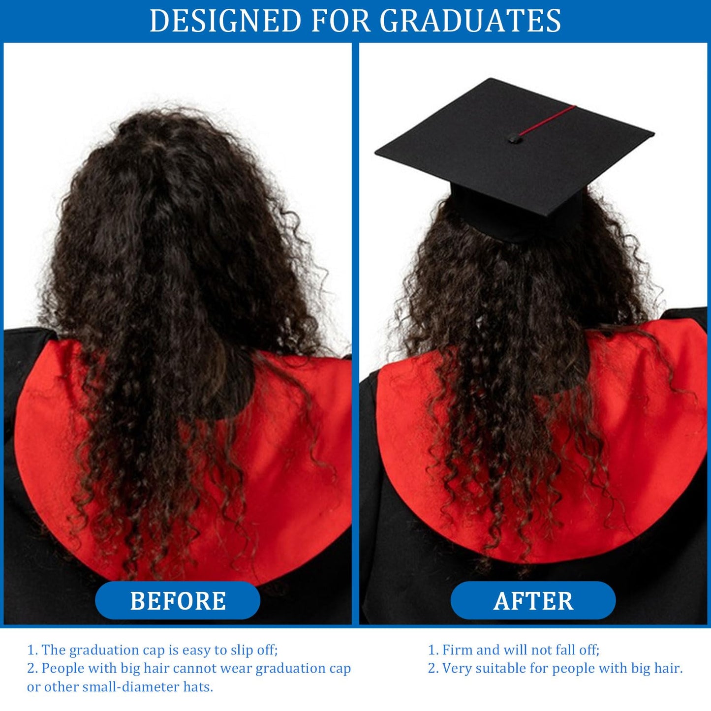HIFANMM 1 Pack Graduation Cap Headband, Secures Your Grad Cap and Hair Style, Upgrade Grad Hat Headband, Graduation Supplies Non Slip Head Band