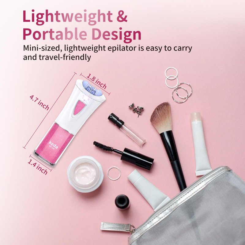 Mini Epilator - Hair Remover for Women, Full Body Smooth Glide Epilator, with LED Light for Precision, Portable Electric Lady Shaver for Face, Armpits, Arms, Bikini, and Legs