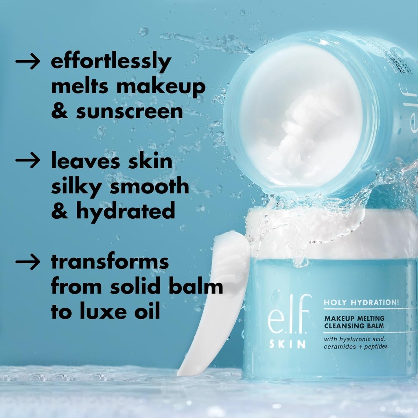 e.l.f. SKIN Holy Hydration Cleansing Balm - Jumbo Face Cleanser & Makeup Remover with Hyaluronic Acid | 3.5 Oz