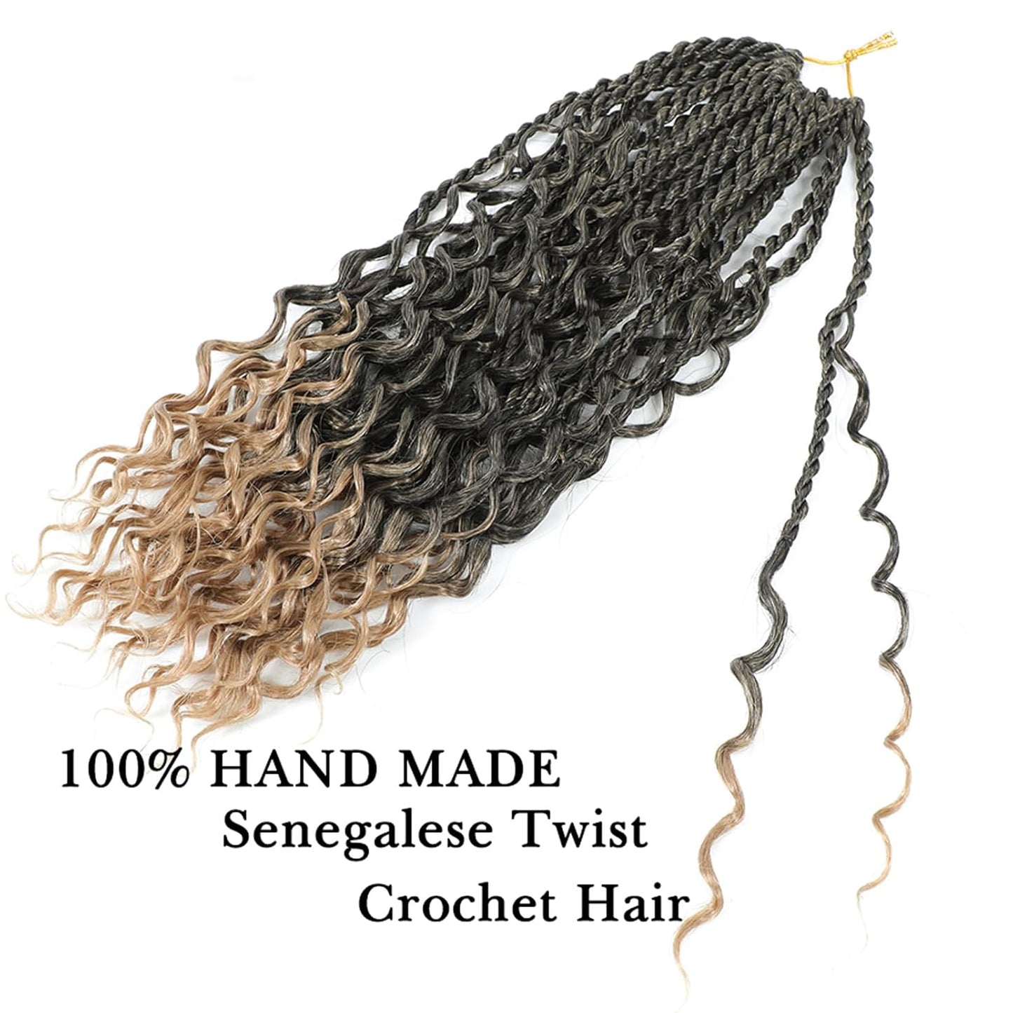 Goddess Twist Braids - Ombre Black Brown Crochet Hair Extensions | 14-Inch Curly Ends, 6 Packs for Black Women