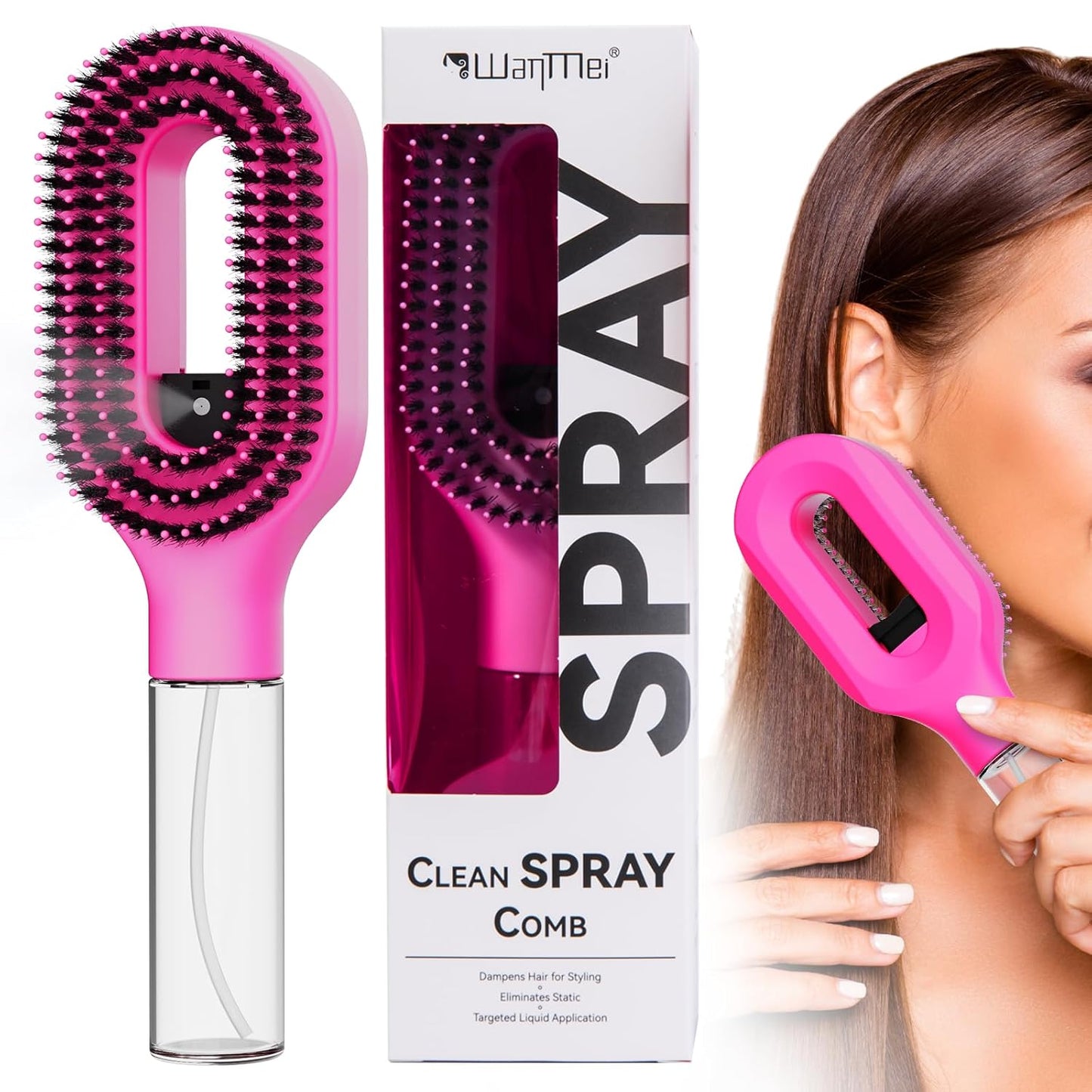 Curl Refresh Detangling Brush - Anti-Breakage & Frizz Control for Curly Hair | Travel-Friendly Design, Barbie Pink
