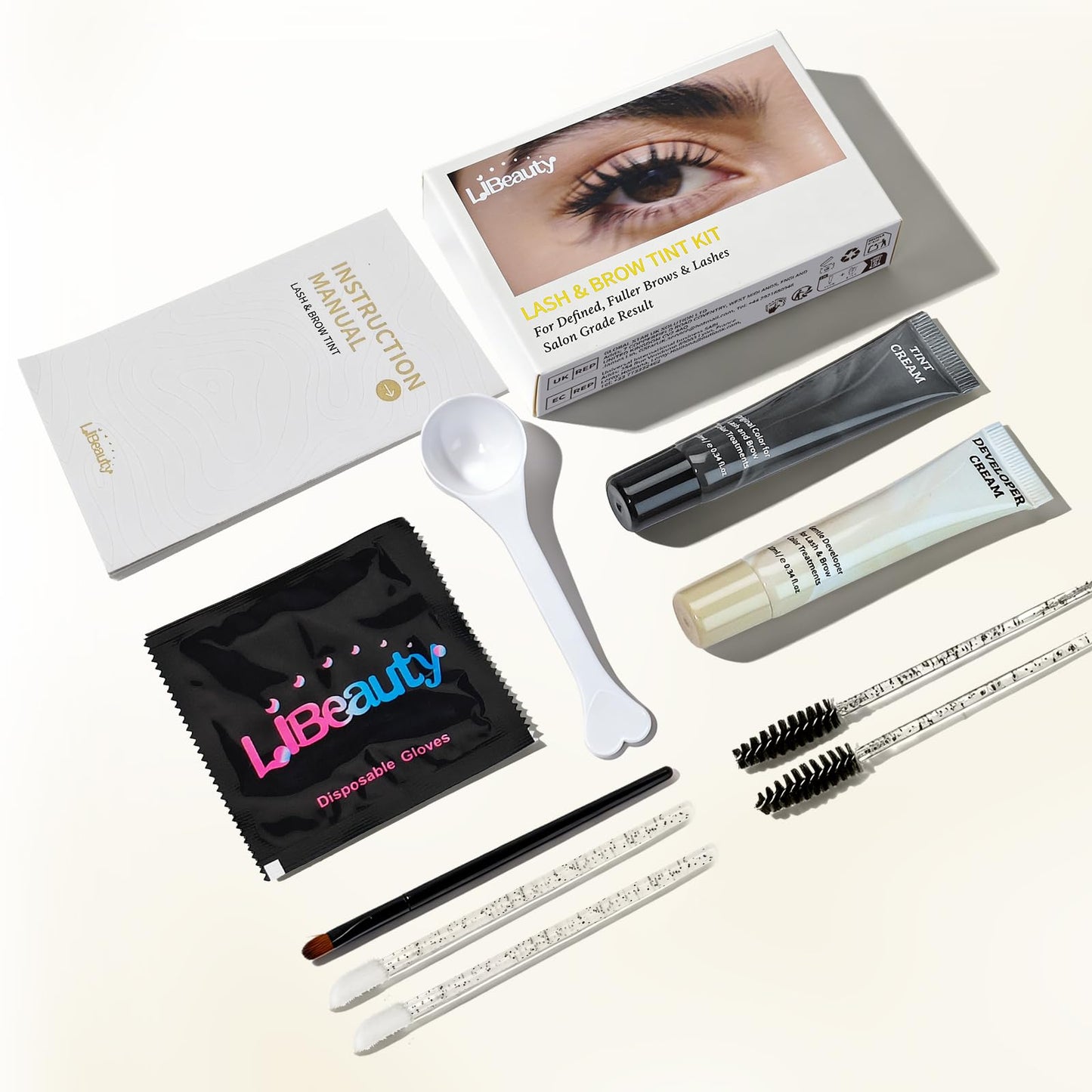 Libeauty Lash & Brow Color Kit – Instant Black Eyelash Color 10 ml, Eyebrow Coloring Set Last Up to 4 Weeks, Waterproof, Gentle Formula, Easy DIY Salon Results at Home