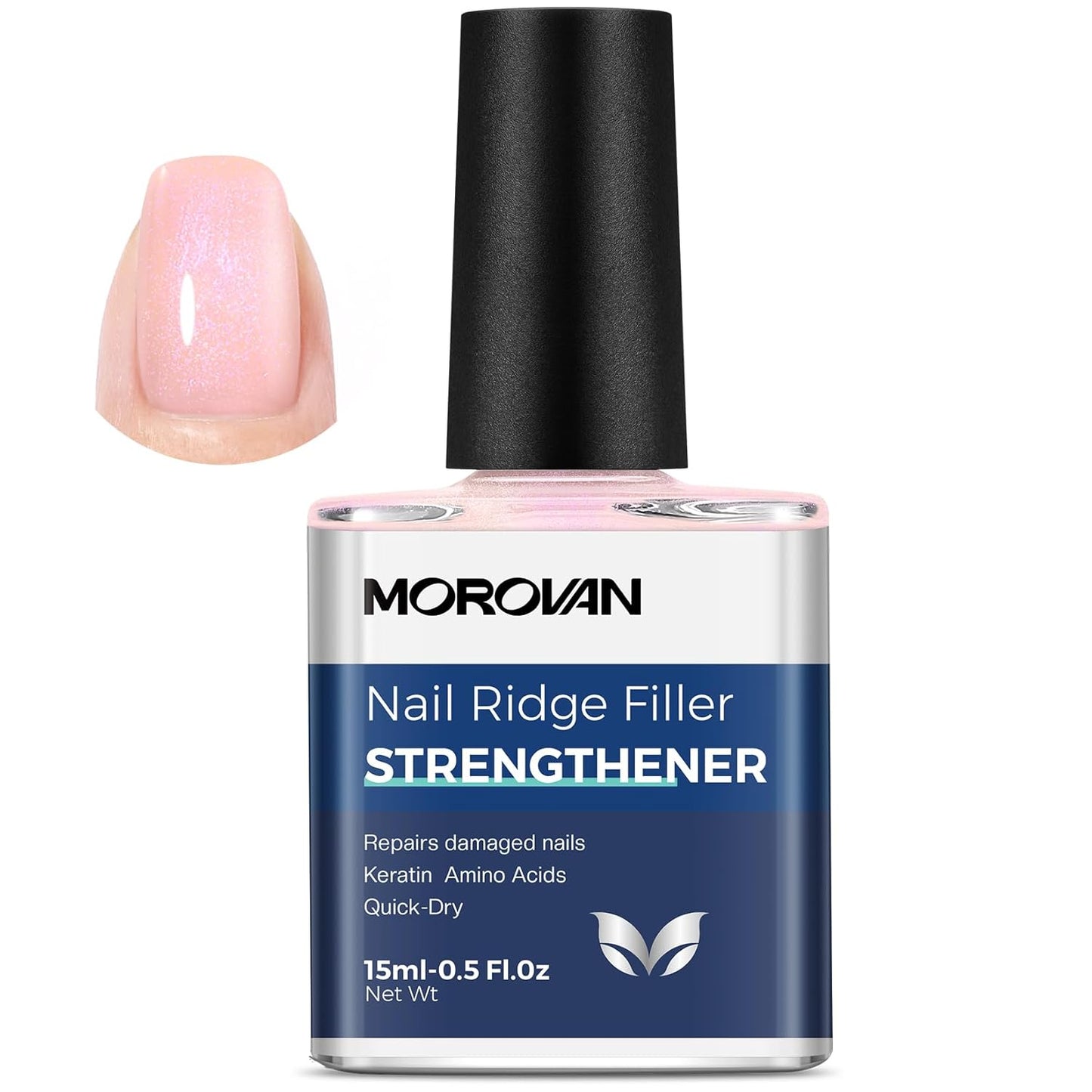Morovan Nail Strengthener - Keratin Ridge Filler for Thin, Weak Nails | Milky White 15ml