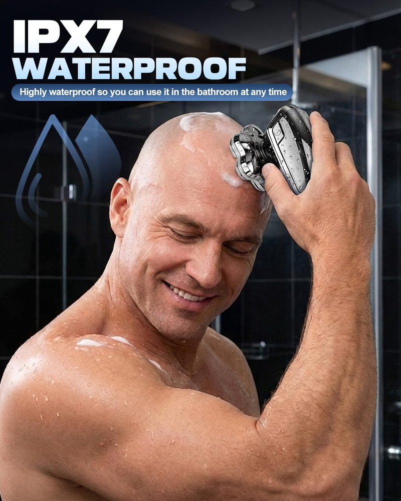 7D Floating Blades Electric Razor - Head Shavers for Bald Men | IPX7 Waterproof 5-in-1 Grooming Kit