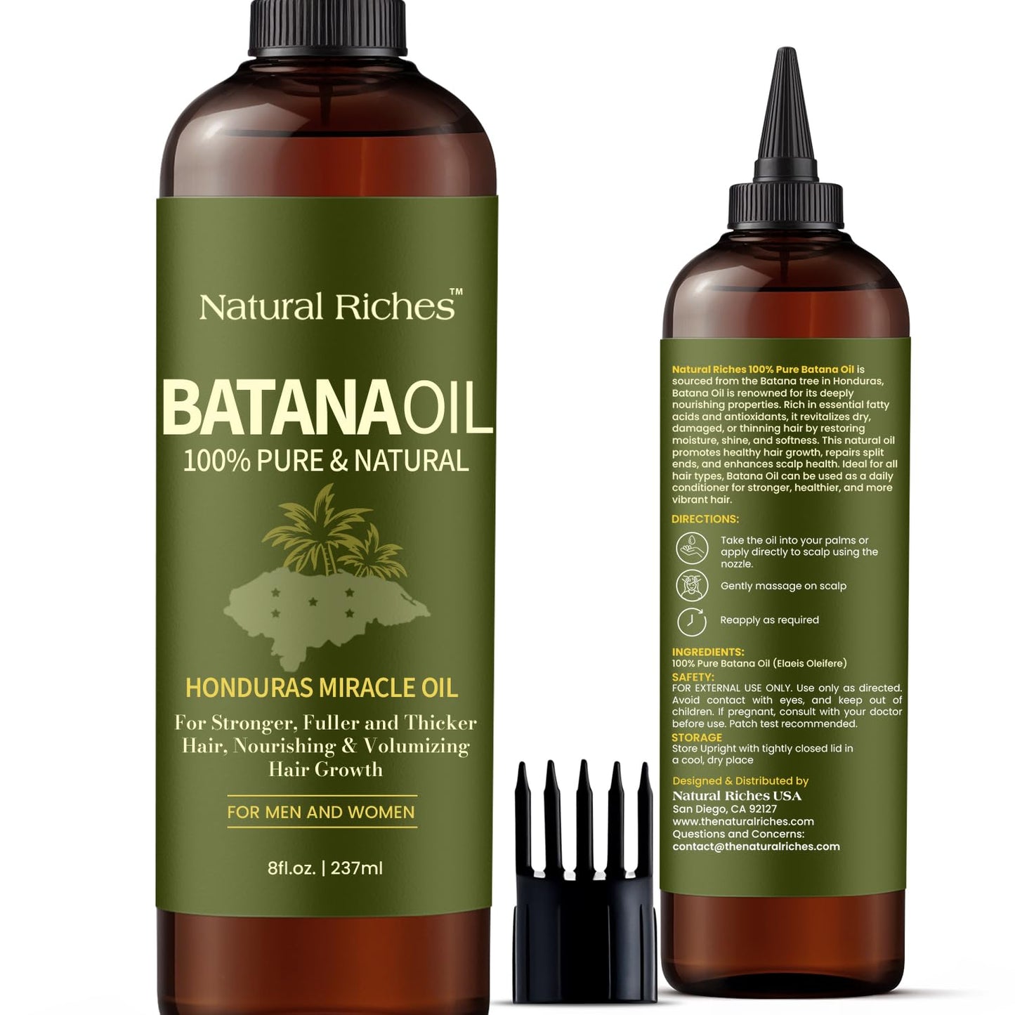 Unrefined Organic Batana Oil - 100% Pure Cold Pressed Miracle Oil for Hair Growth | 8 fl oz
