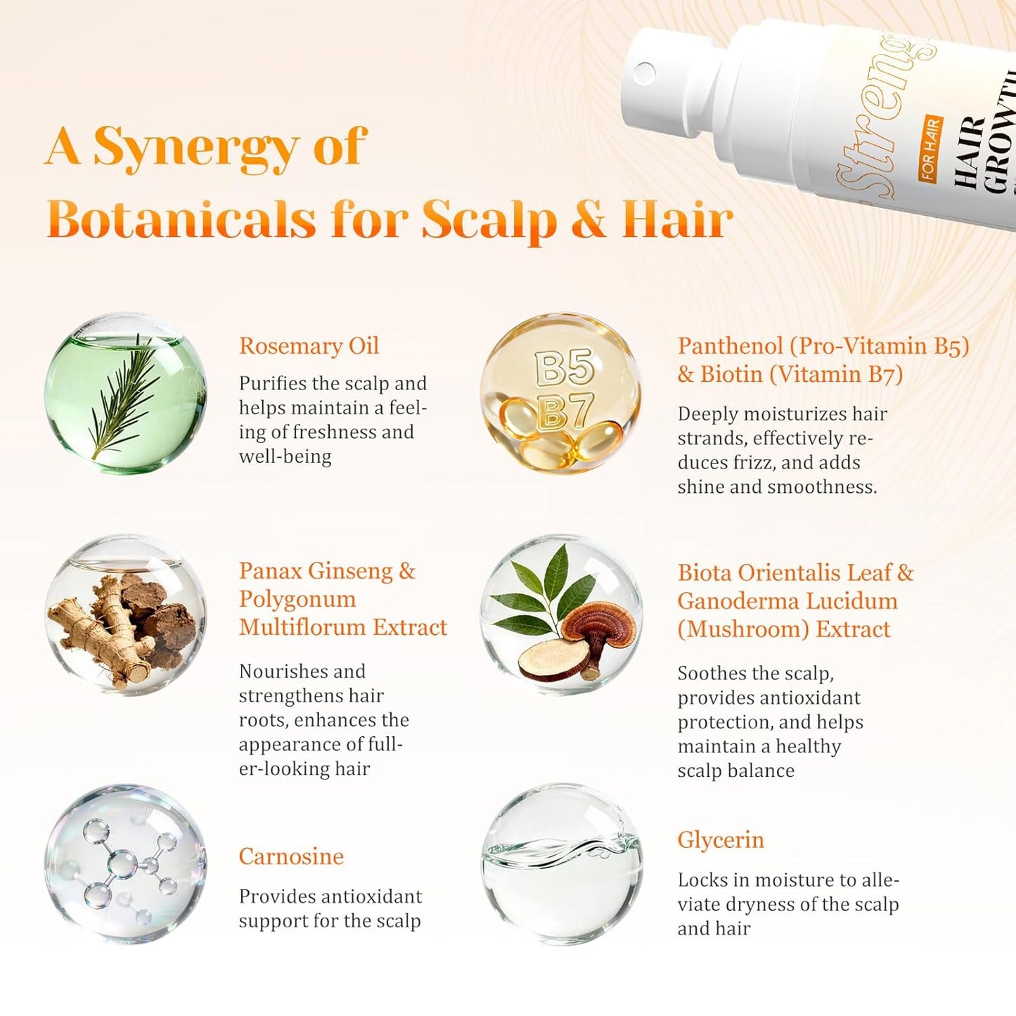 Hair Growth Spray for Women & Men - Rosemary Oil & Biotin Formula | Strengthens Thinning Hair, 2.03 Fl Oz