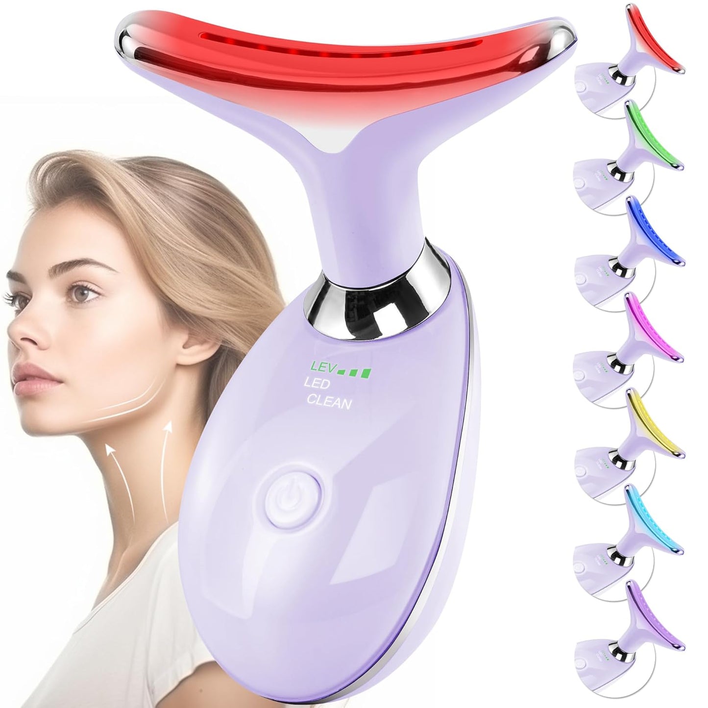 Red Light Therapy Facial Massager - 7 Color Sculpting Wand for Face & Neck | Perfect Gift for Women, Moms & Friends (Rose Gold)