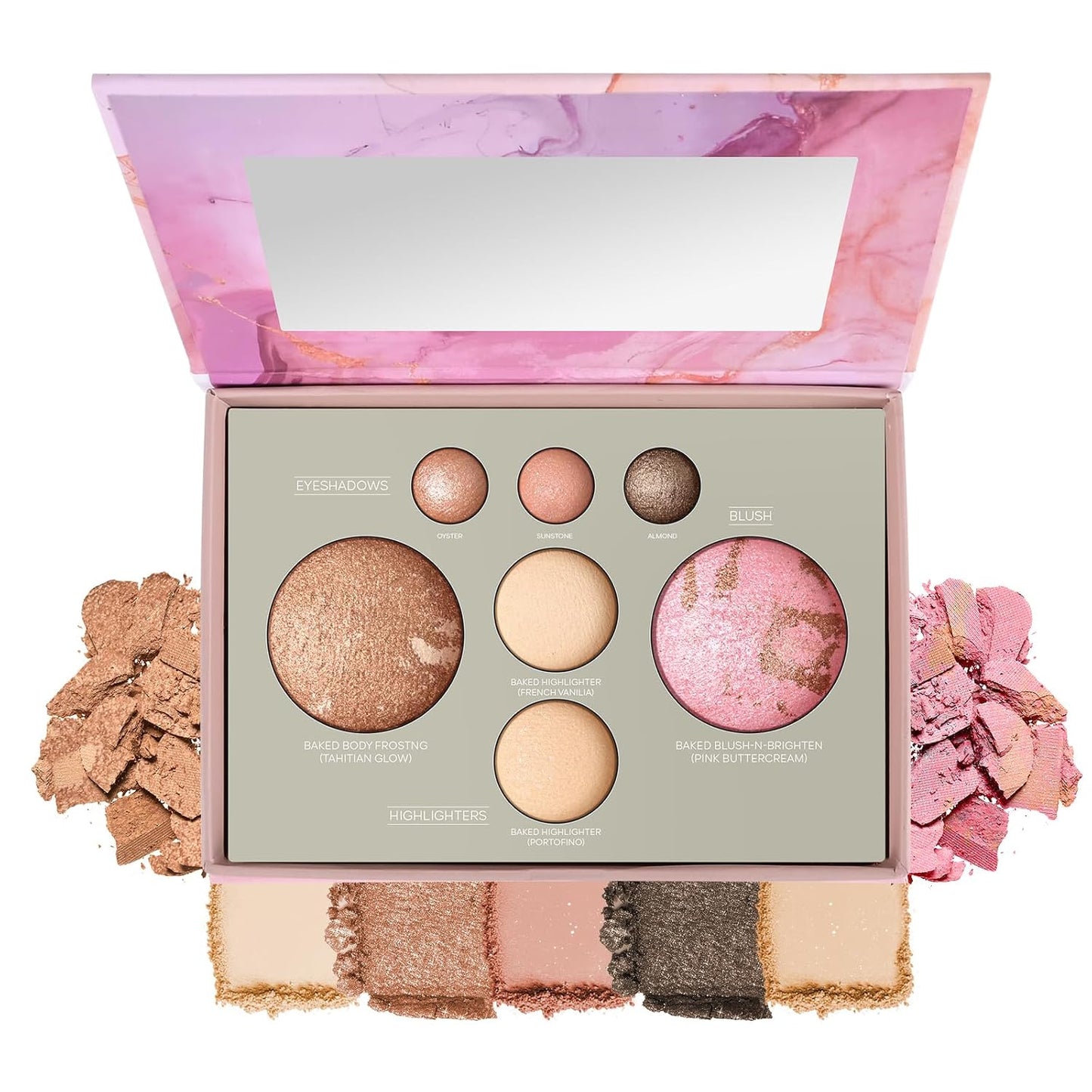 Baked Makeup Palette - Full Size Blush, Bronzer, Highlighters & Eyeshadows | Travel-Friendly Compact, Neutral Shades