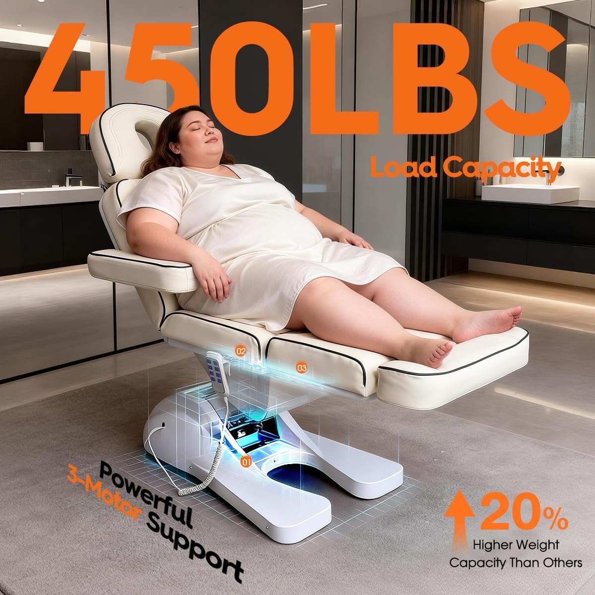 Electric Facial Massage Bed - 3 Motors for Estheticians | Adjustable Tattoo Chair for Ultimate Comfort