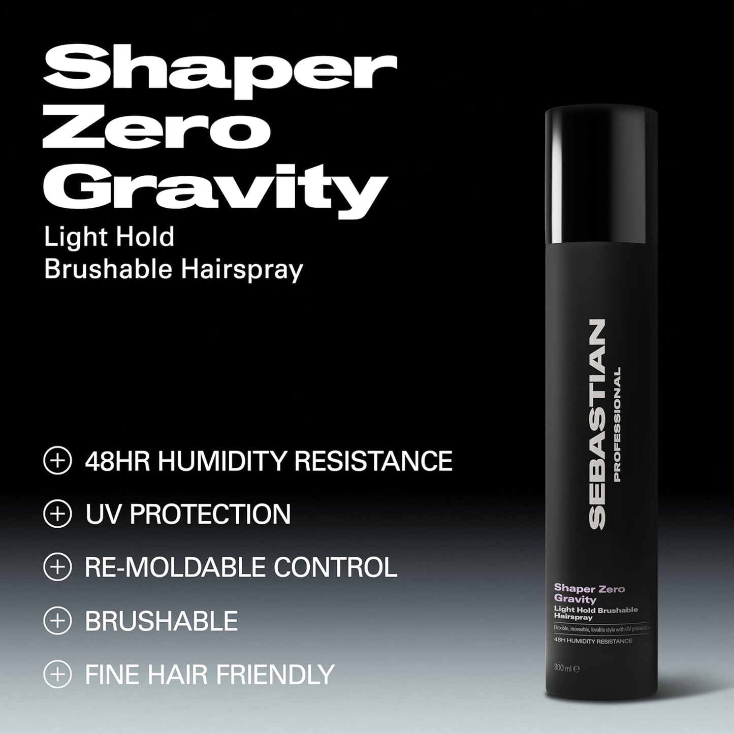 Sebastian Professional Hairspray - Shaper Zero Gravity | Brushable, Lightweight Flexible Hold