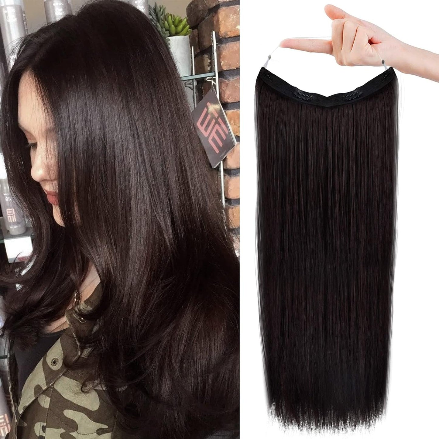 Invisible Wire Hair Extensions - Adjustable Transparent Headband | 24 Inch Dark Blonde Secret Hairpiece for Women