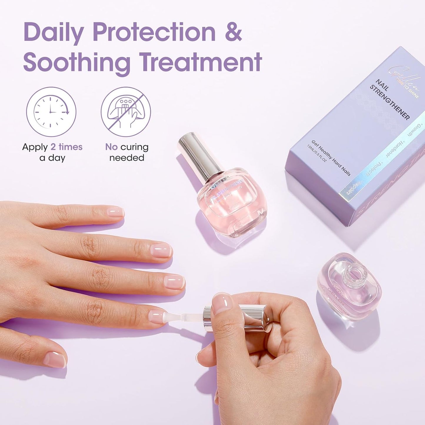 GELLEN Nail Strengthener - 8-in-1 Protein Serum for Weak, Brittle Nails | Lavender Scented Ridge Filler