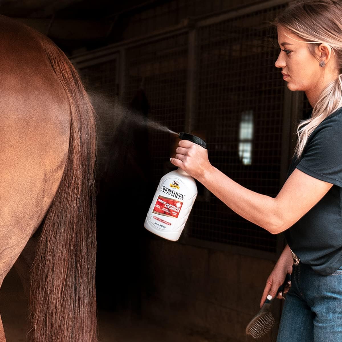Absorbine ShowSheen Hair Polish & Detangler - 32oz Spray for Horses & Dogs | Instant Detangling & Shine