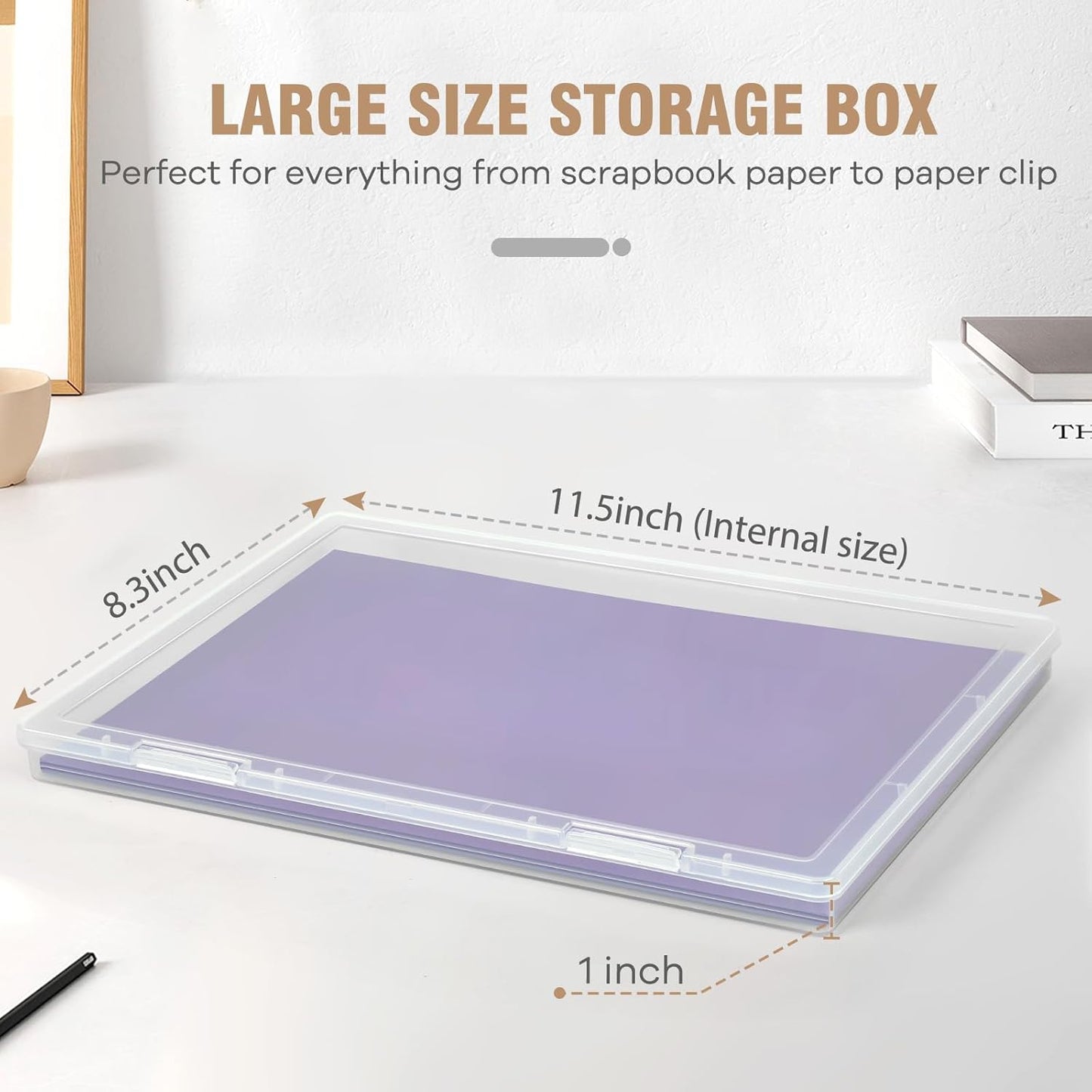 Photo Storage Box - 6 Pack Plastic Organizer for 8x10 Photos | Snap-Tight Latches, Clear Craft Case