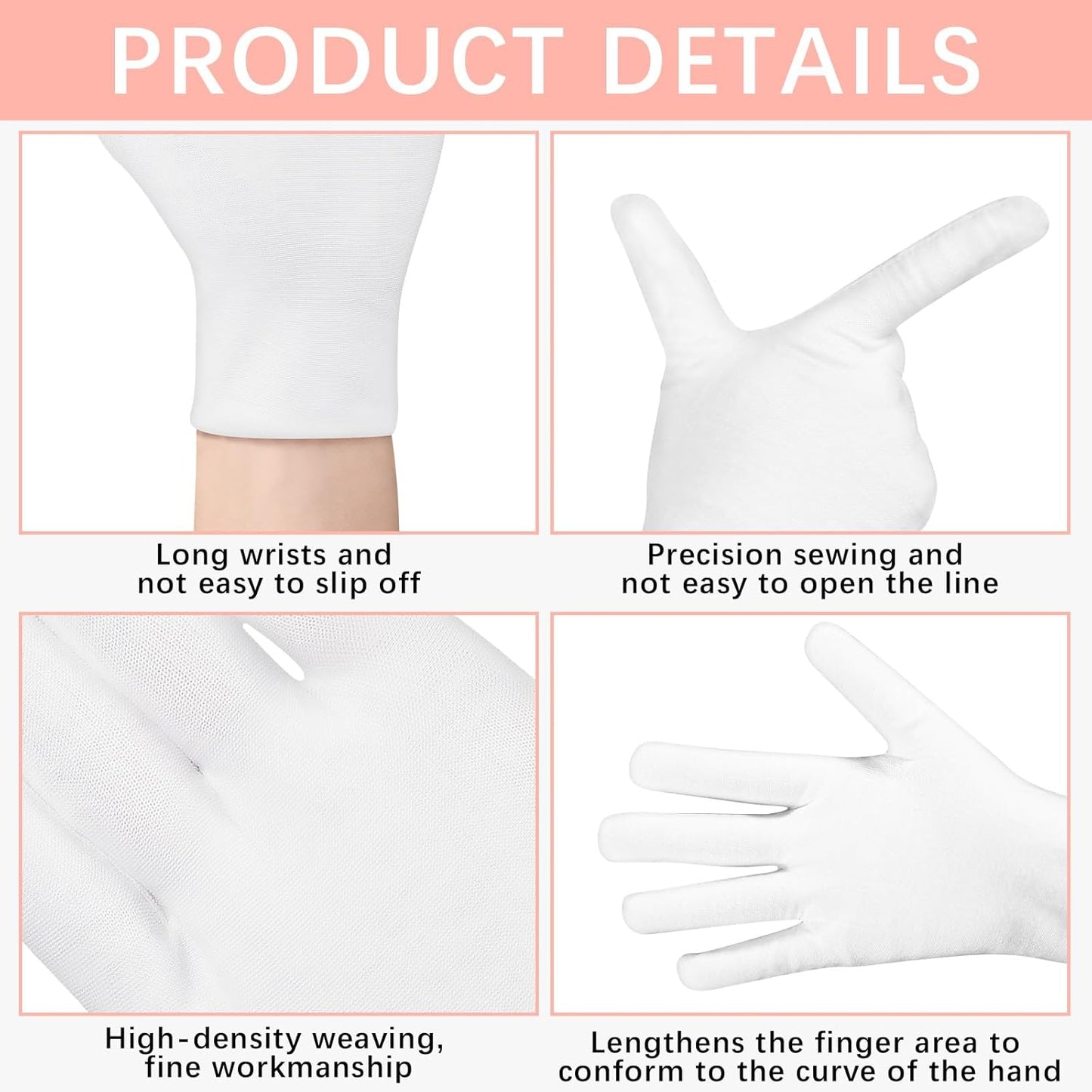 White Cotton Gloves for Dry Hands | Soft Sleep Gloves for Eczema & Moisturizing Overnight | 84 Pcs Set