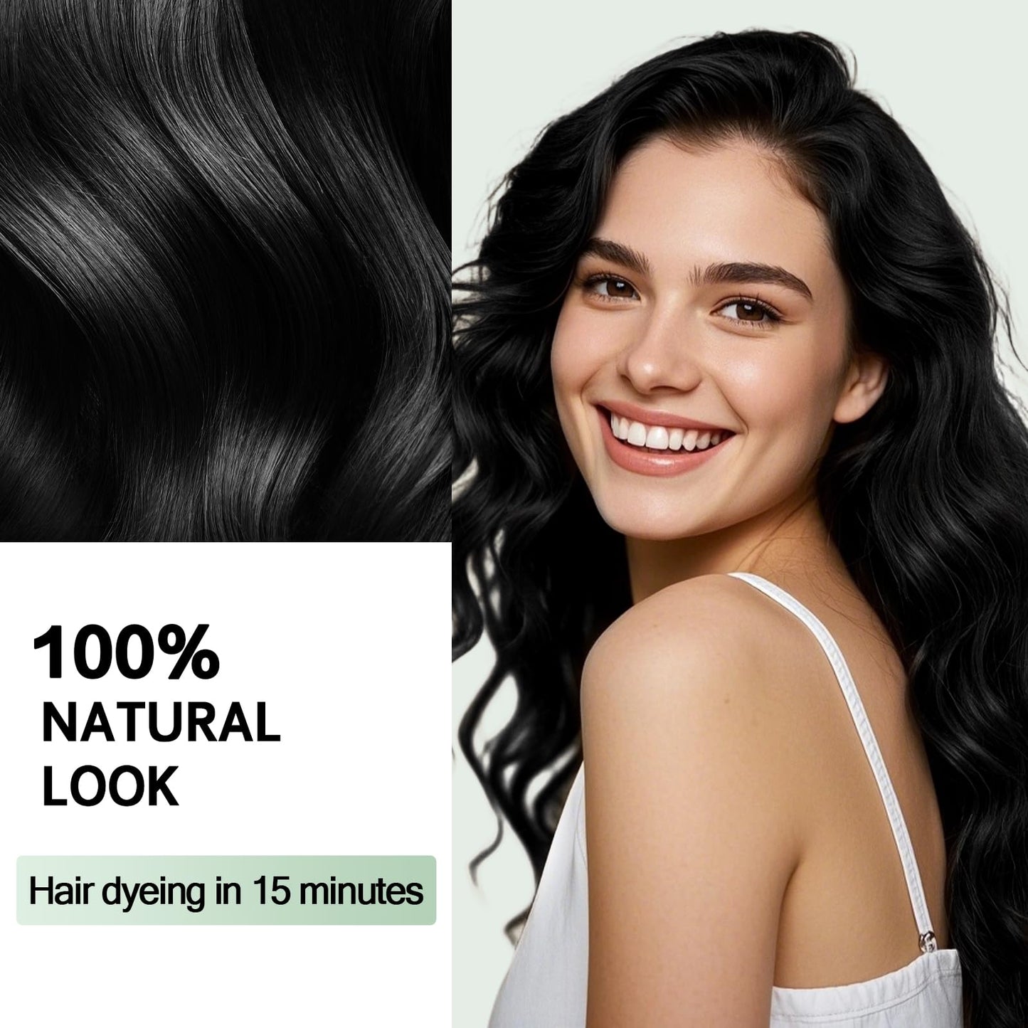 Black Hair Dye Shampoo, Gray Hair Coverage Ammonia Free & Paraben Free Natural Herbal Ingredients Semi Permanent Hair Color Shampoo for Women Men