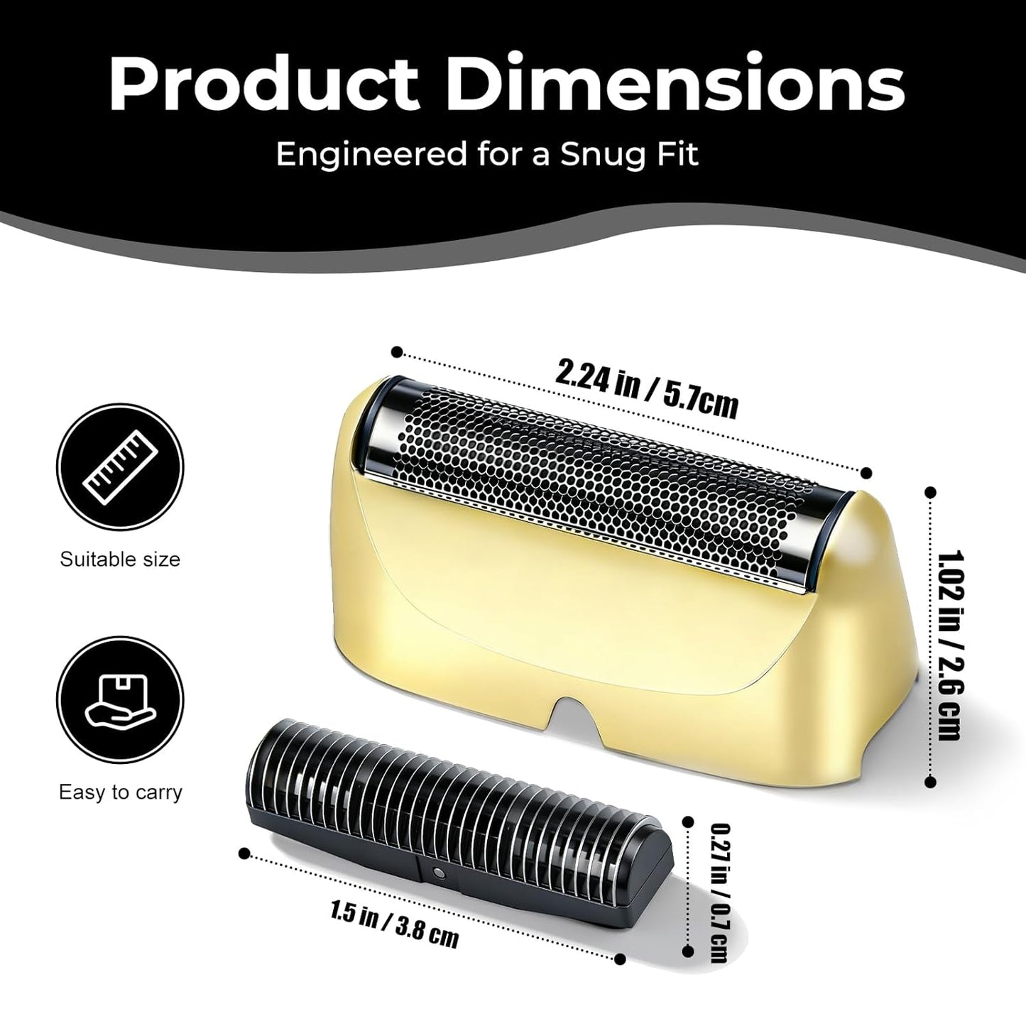 Shaver Replacement Foil & Cutter - 2-Pack for BaBylissPRO UV-Disinfecting Foil | Gold
