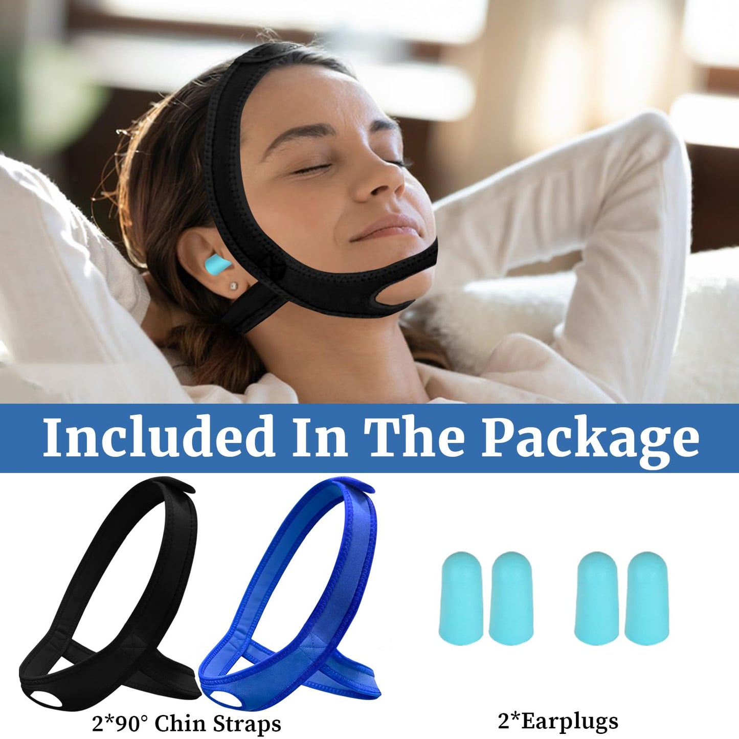 Snoring Chin Strap for Users, 2 Pack Adjustable Jaw Support Chin Strap to Keep Mouth Closed, Soft Snoring for Men Women, Lightweight Reusable, Snoring Dry Mouth, Comfort Fit Nighttime Sleeping Aid