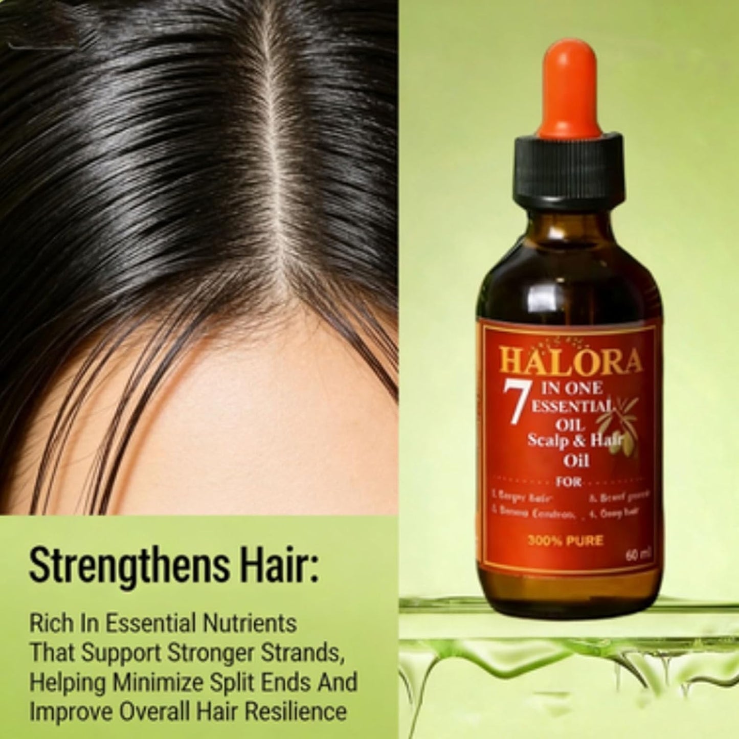Halora Hair Growth Oil - Olive Oil for Thinning Hair, Strengthens & Nourishes Scalp | 1pc