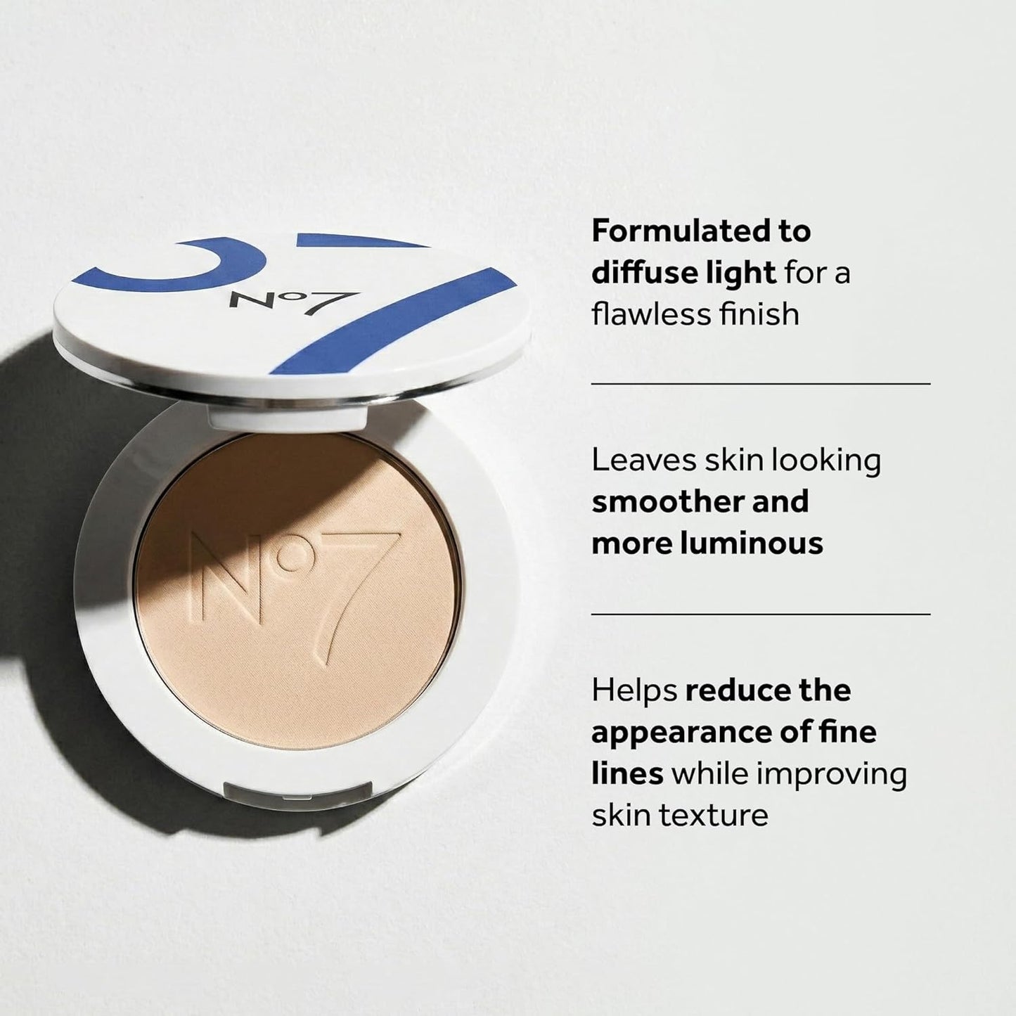 No7 Lift & Luminate Triple Action Powder - Pressed Makeup Setting Powder for Face | Reduces Fine Lines & Enhances Glow (10g)