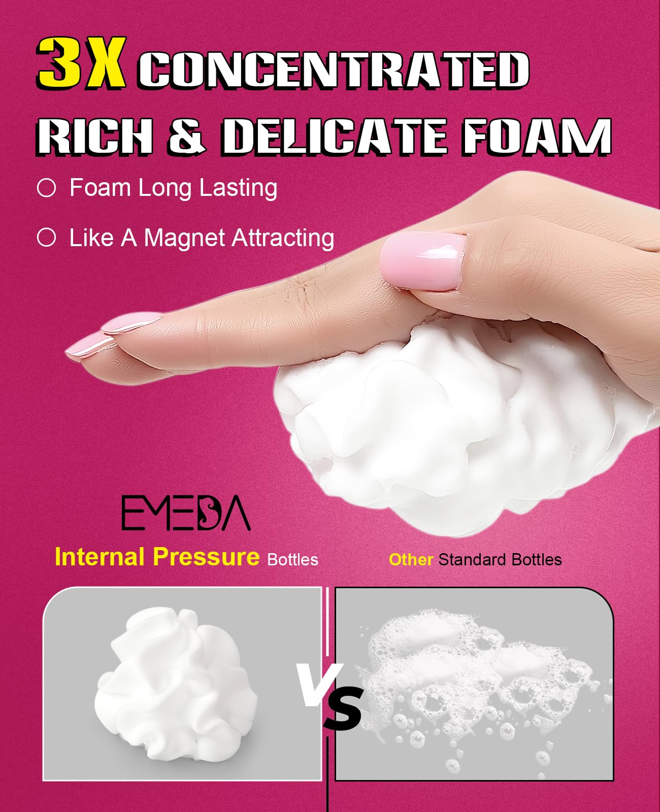 EMEDA Whipped Lash Shampoo Kit, Deep Cleanser Foam, 100ml Lash Cleaning Kit with Brush, Cleanser for Extension & Cluster & Strips Eyelash, Salon & Home Use Supplies (Unscented)