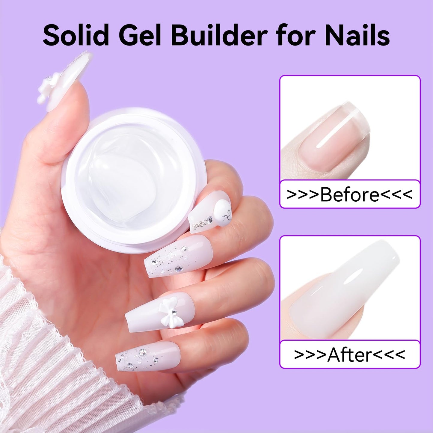 Makartt White 3d Gel Nail Art: 4-in-1 3d Nail Gel Sculpting Gels White Non-sticky for Extension, Shaping, 15ML Solid Builder Nail Gel for Nail Strengthen & Sculpture Gels for Nails Salon Home