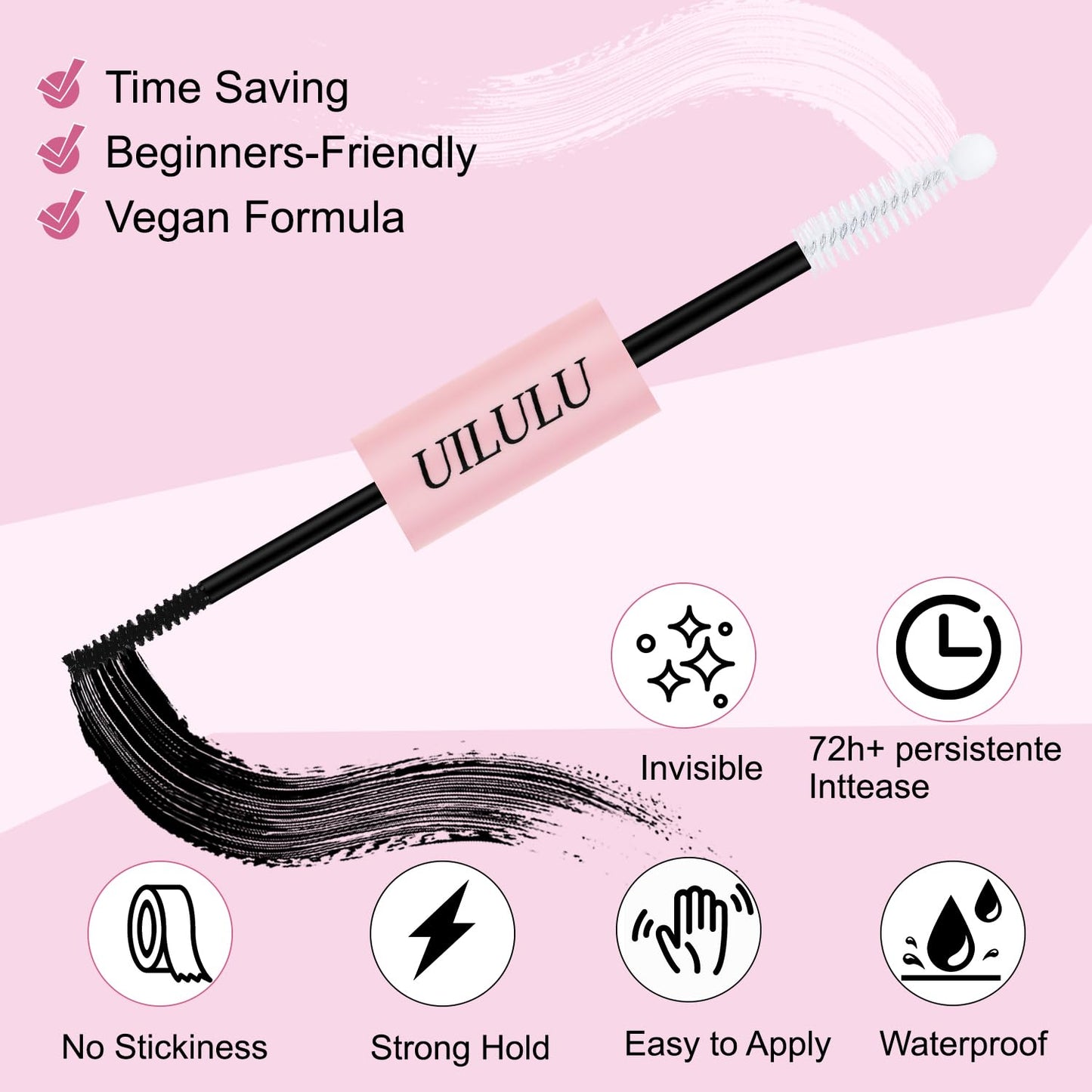 Uilulu Lash Bond and Seal - 2-in-1 Lash Glue (5ml) & Sealer (5ml) for DlY Lash Extensions at Home, Waterproof Eyelash Adhesive for Cluster& Individual Lashes, Black Bond Eyelash Glue Strong Hold