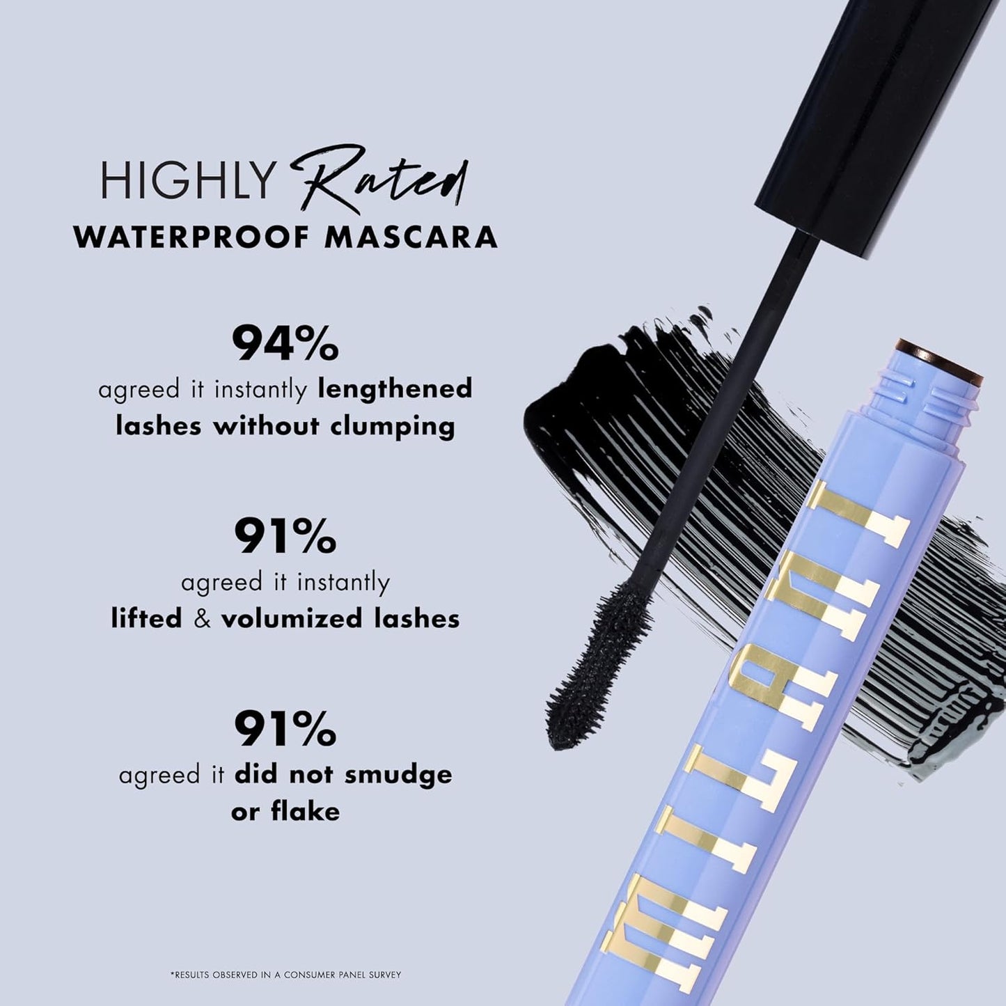 Milani Waterproof Mascara - Volume & Length with Castor Oil | Anti-Gravity Black Shade, Hourglass Wand
