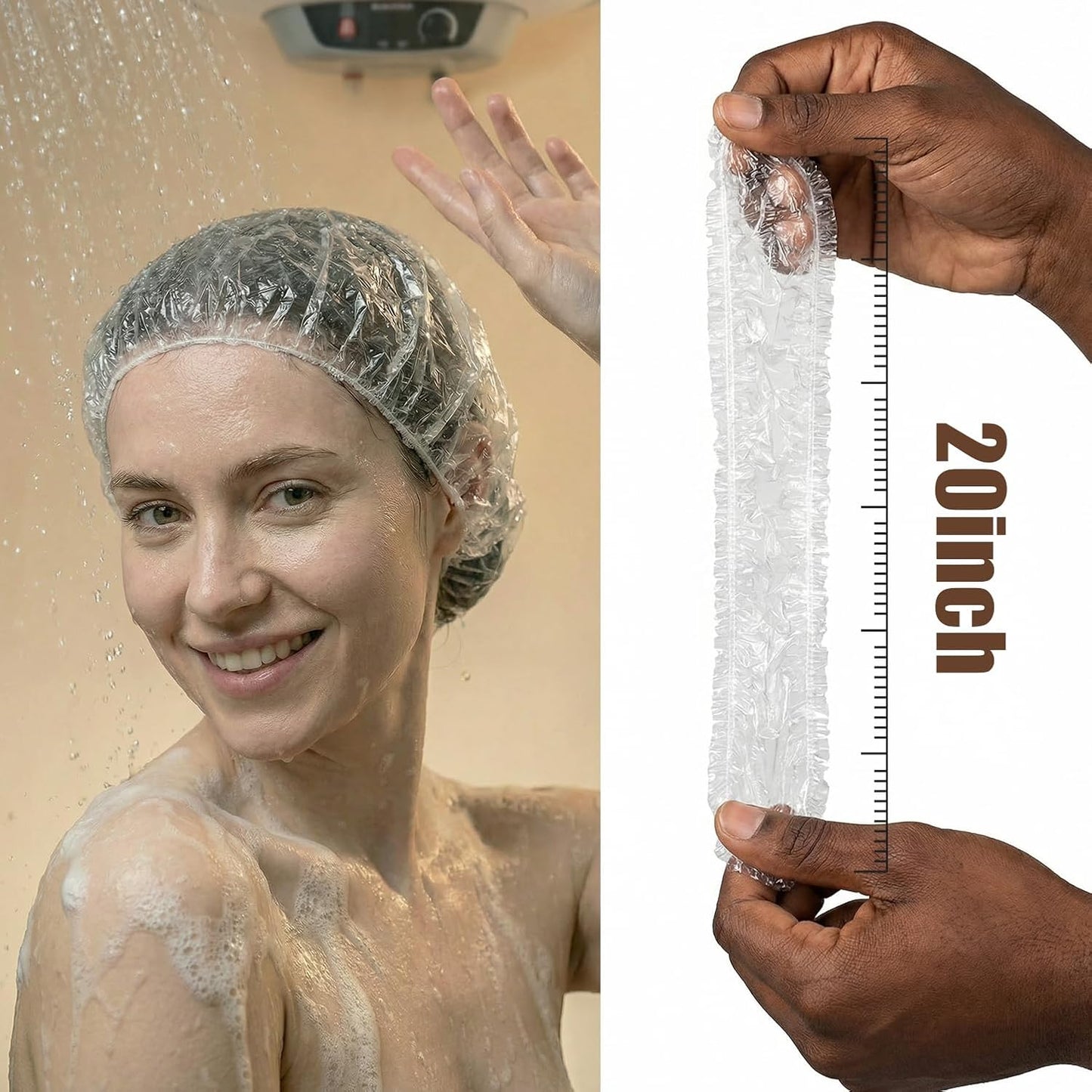 Extra Large Disposable Shower Caps - 100 Pack | Waterproof Hair Caps for Long Hair, Braids & Locs