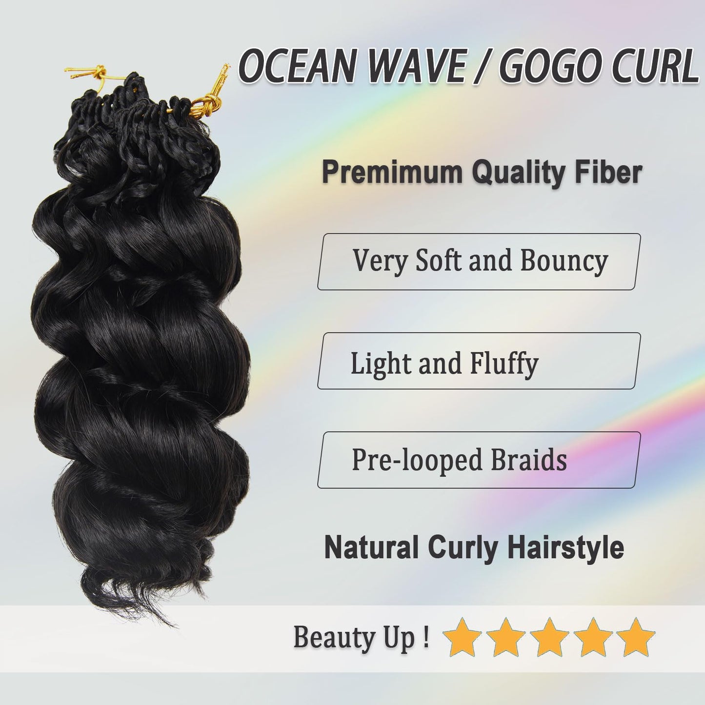 GoGo Curl Crochet Hair for Black Women Soft Prelooped Ocean Deep Water Wave Curly Crochet Tangle Free Crochet Braids Easy Install 7 Packs