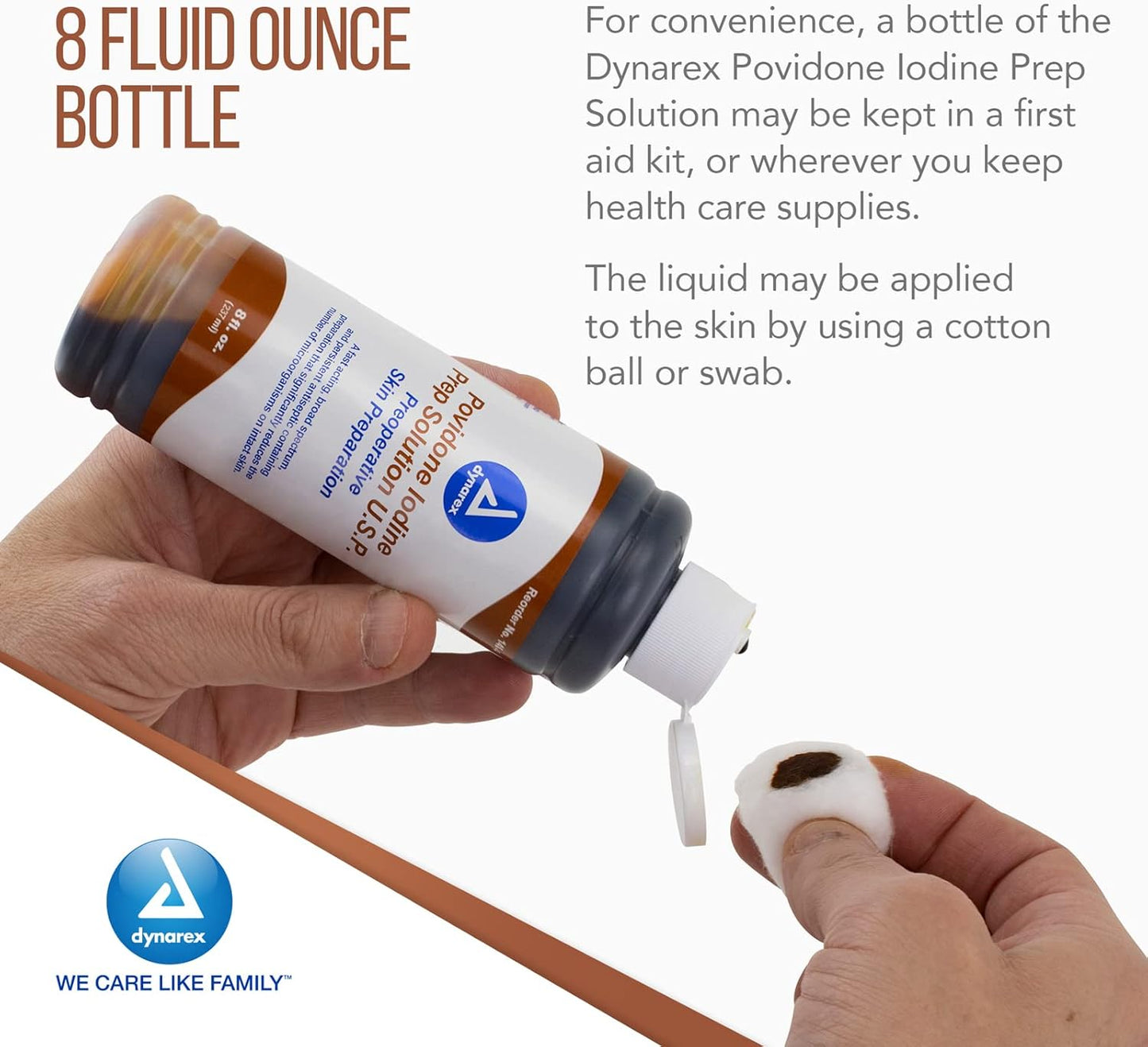 Povidone-Iodine Prep Solution - Antiseptic for Skin & Mucosa | 10% Iodine, 24 Bottles of 8 fl. oz.
