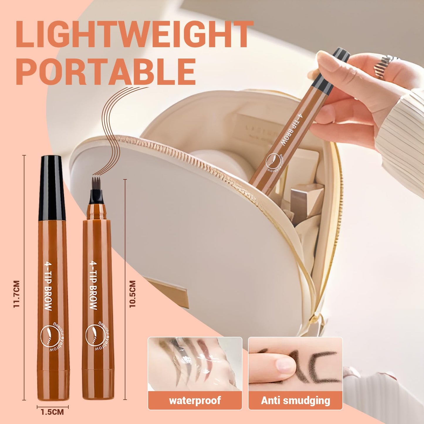 Microblading Eyebrow Pencil, 2026 Upgraded Magic Eyebrow Contouring Pencil with a Micro-Fork Tip, Premium 3D Waterproof 4 Tipped Spoolie Brush Precise Brow Pen Natural Makeup Effect (Dark Brown)