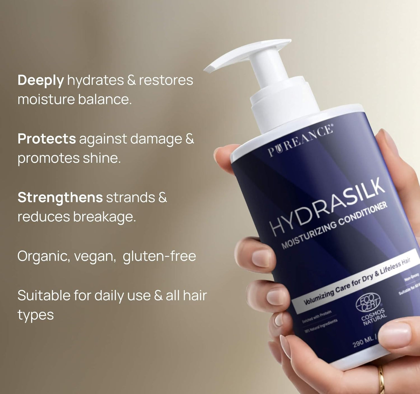 Hydrating Hair Conditioner for Dry, Damaged Hair - Sulfate-Free with Coconut & Argan Oil | 9.81 Fl Oz
