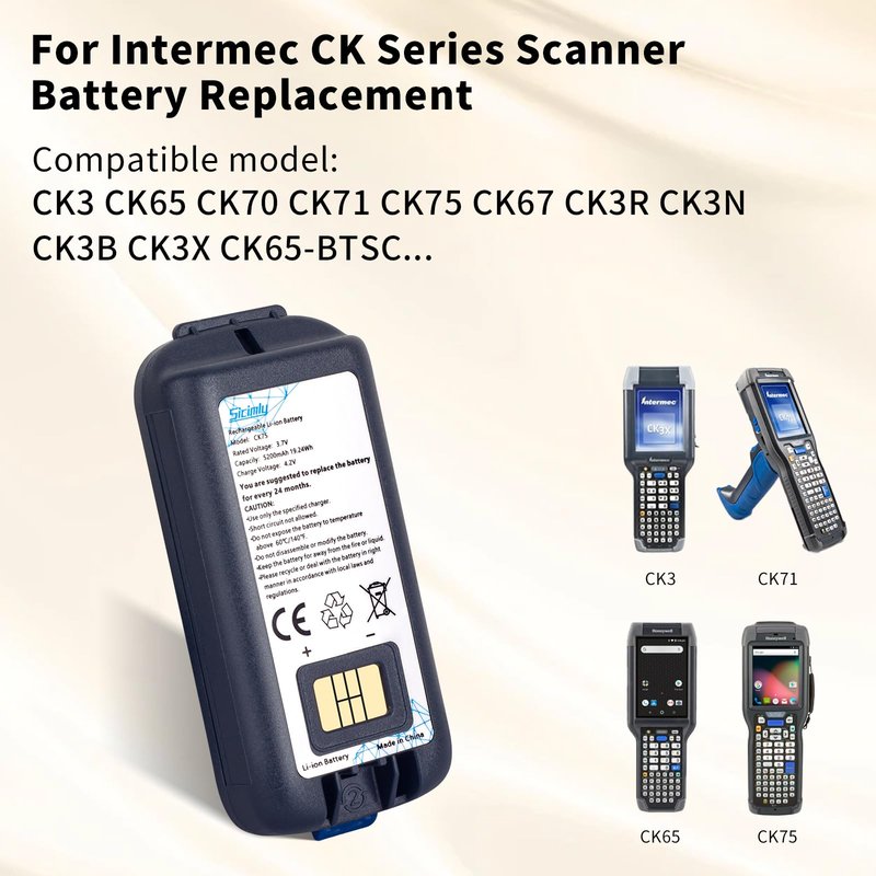 Sicimly CK75 Battery Replacement,for Intermec/Honey,Well CK3 CK70 CK71 CK75 CK65 CK3R CK3X CK3XR CK65-BTSC CK3R CK3N CK3B,318-034-034 1001AB01 318-063-002 318-046-001 Scanner.5200mAh/3.7V.