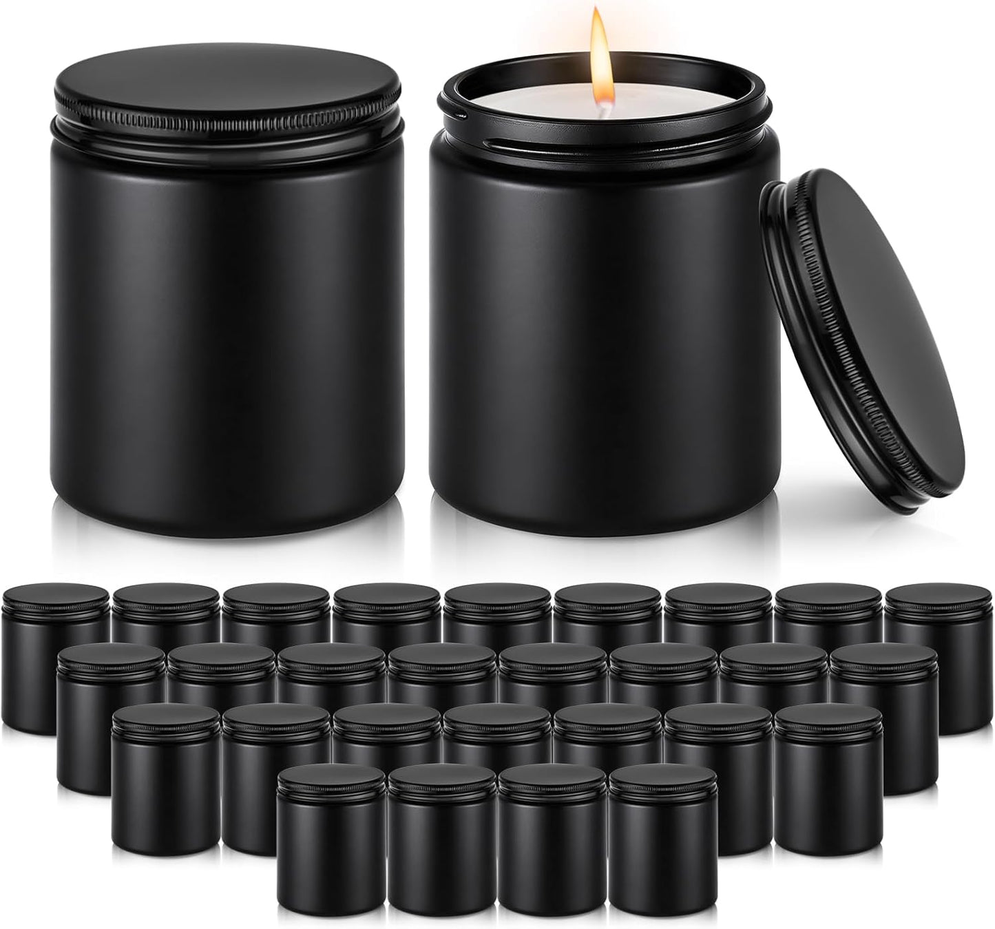 Amber Glass Jars - 2 oz Leakproof Containers with Black Lids | 36 Pack for Lotions, Powders & Candle Making